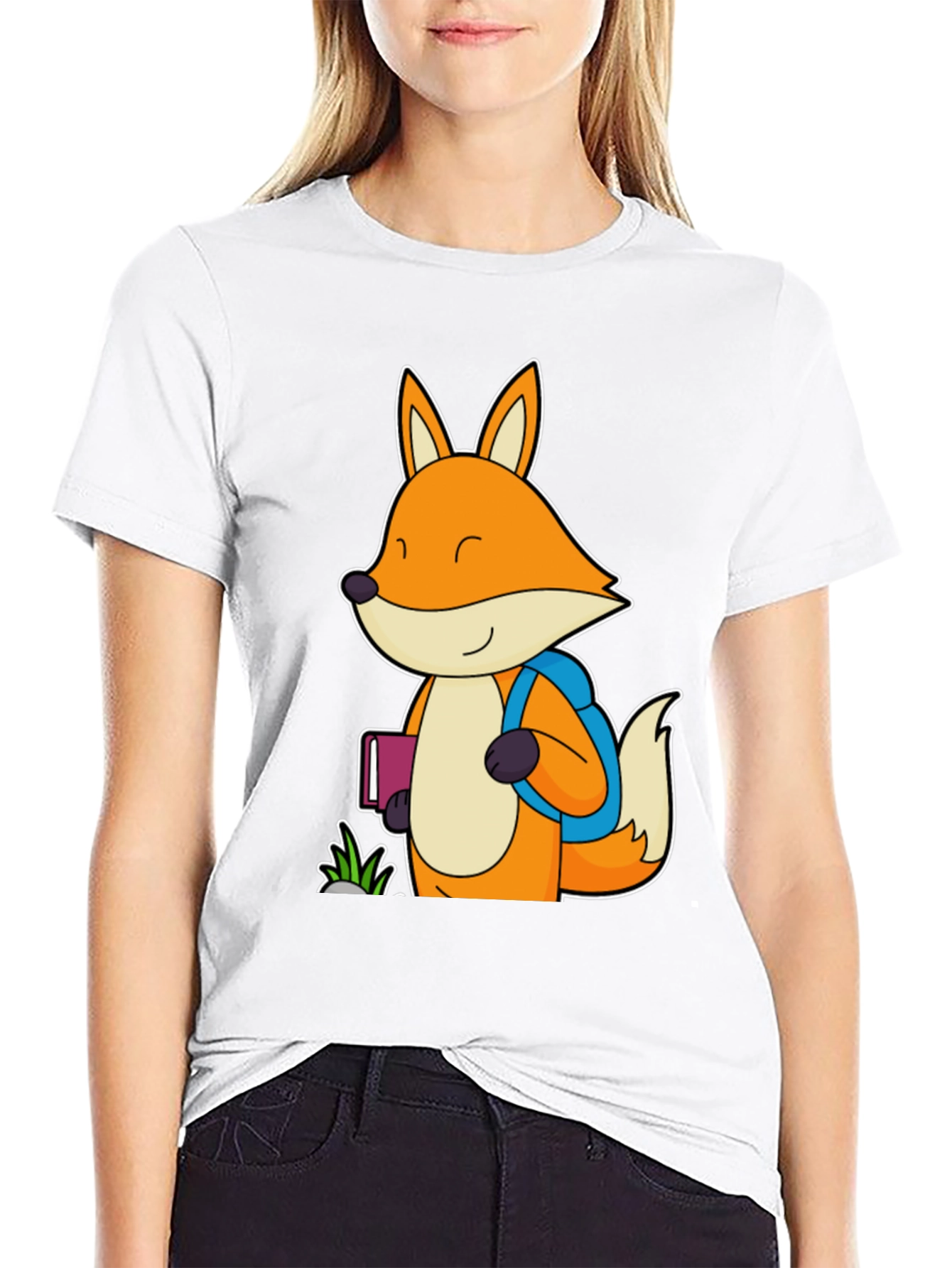 Black Fox with Backpack Black T-Shirt view 9