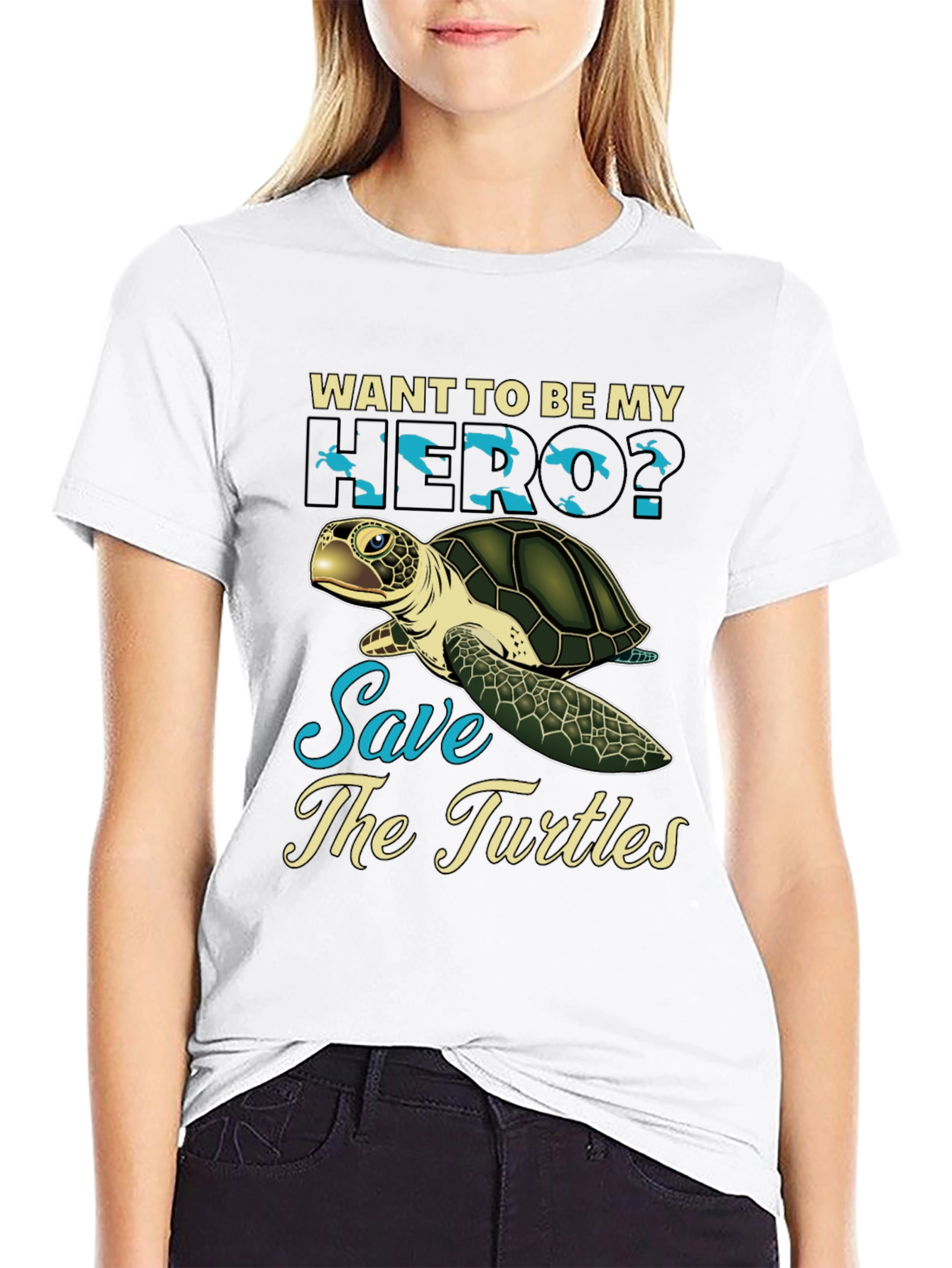 Black Save the Turtles Graphic Tee view 9