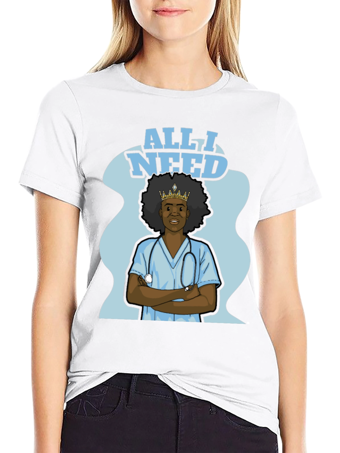 Black All I Need Nurse T-Shirt - Black view 9