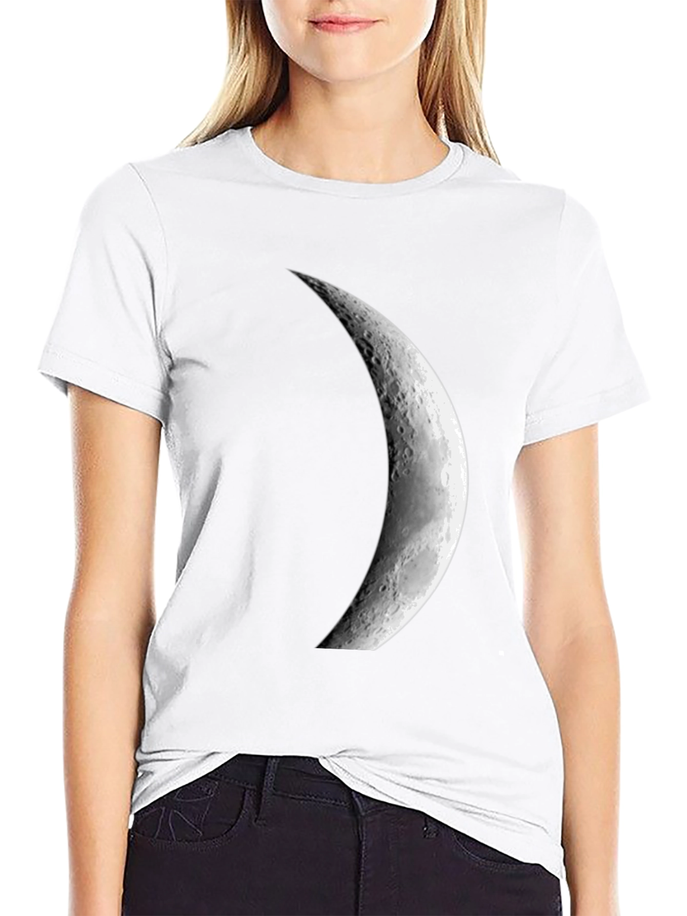 Black Crescent Moon Graphic Black T-Shirt view 9