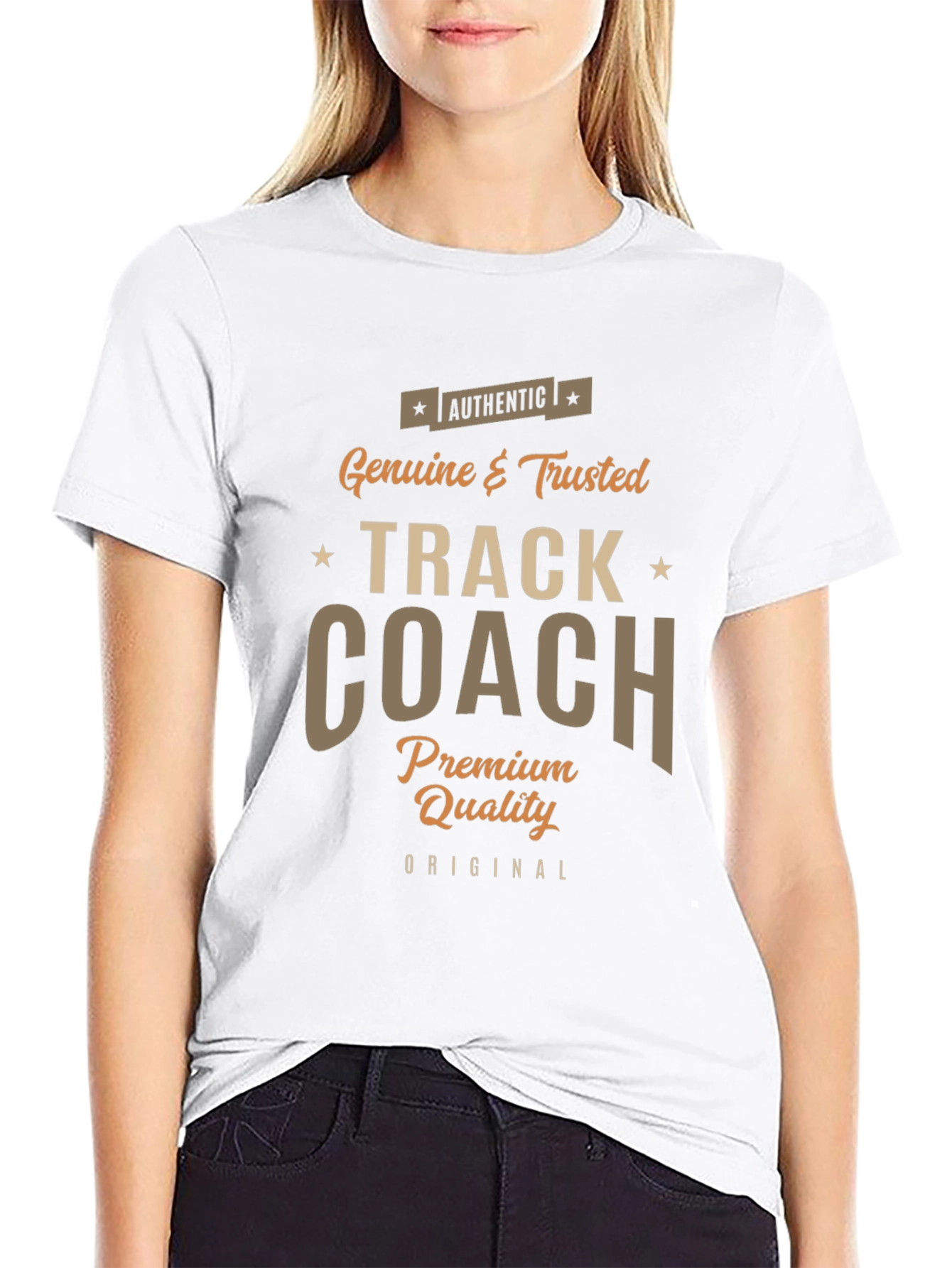 Black Authentic Track Coach Premium Quality T-Shirt view 9