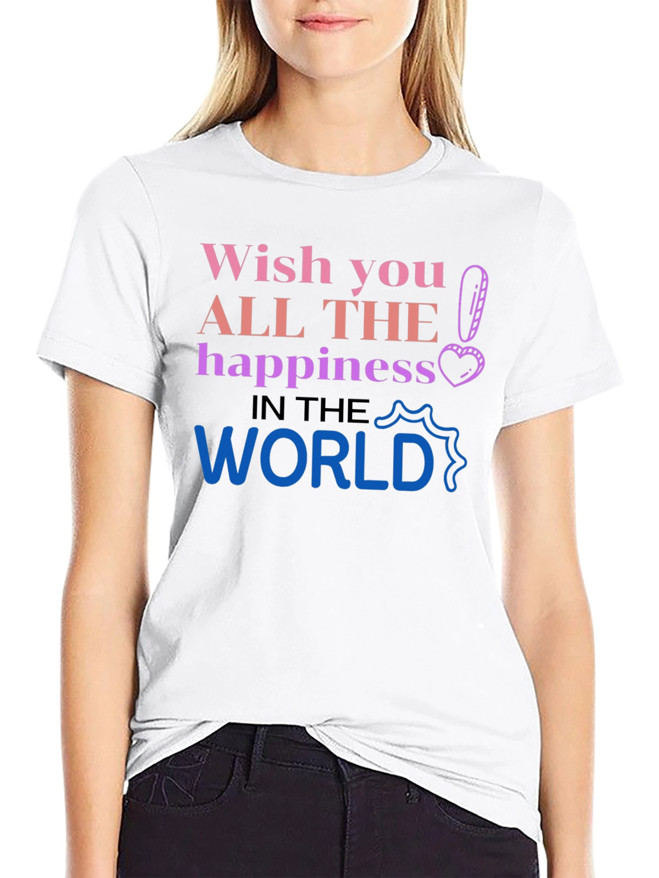 Black Wish You All The Happiness Graphic T-Shirt view 9