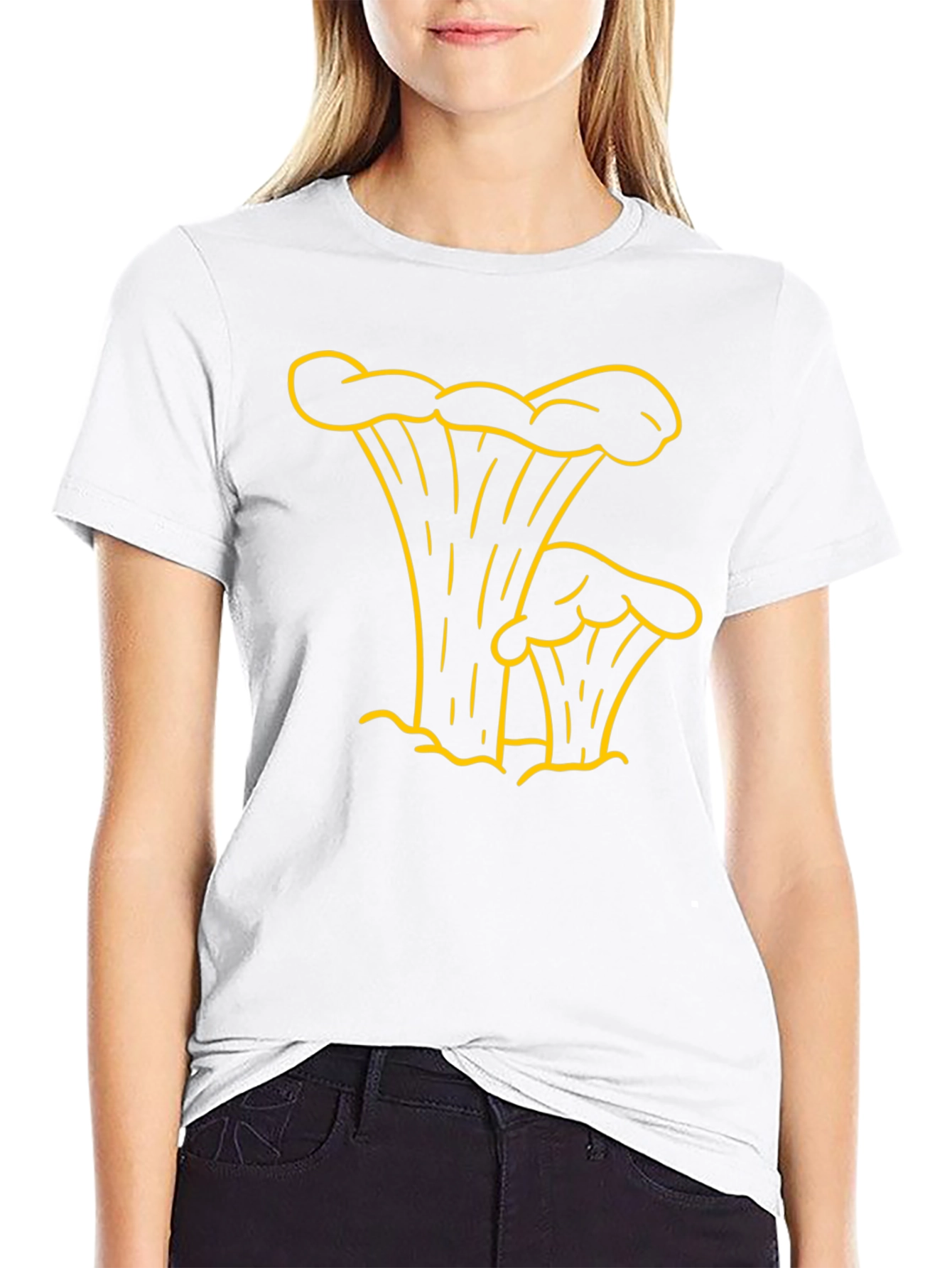 Black Mushroom Outline Graphic T-Shirt view 9