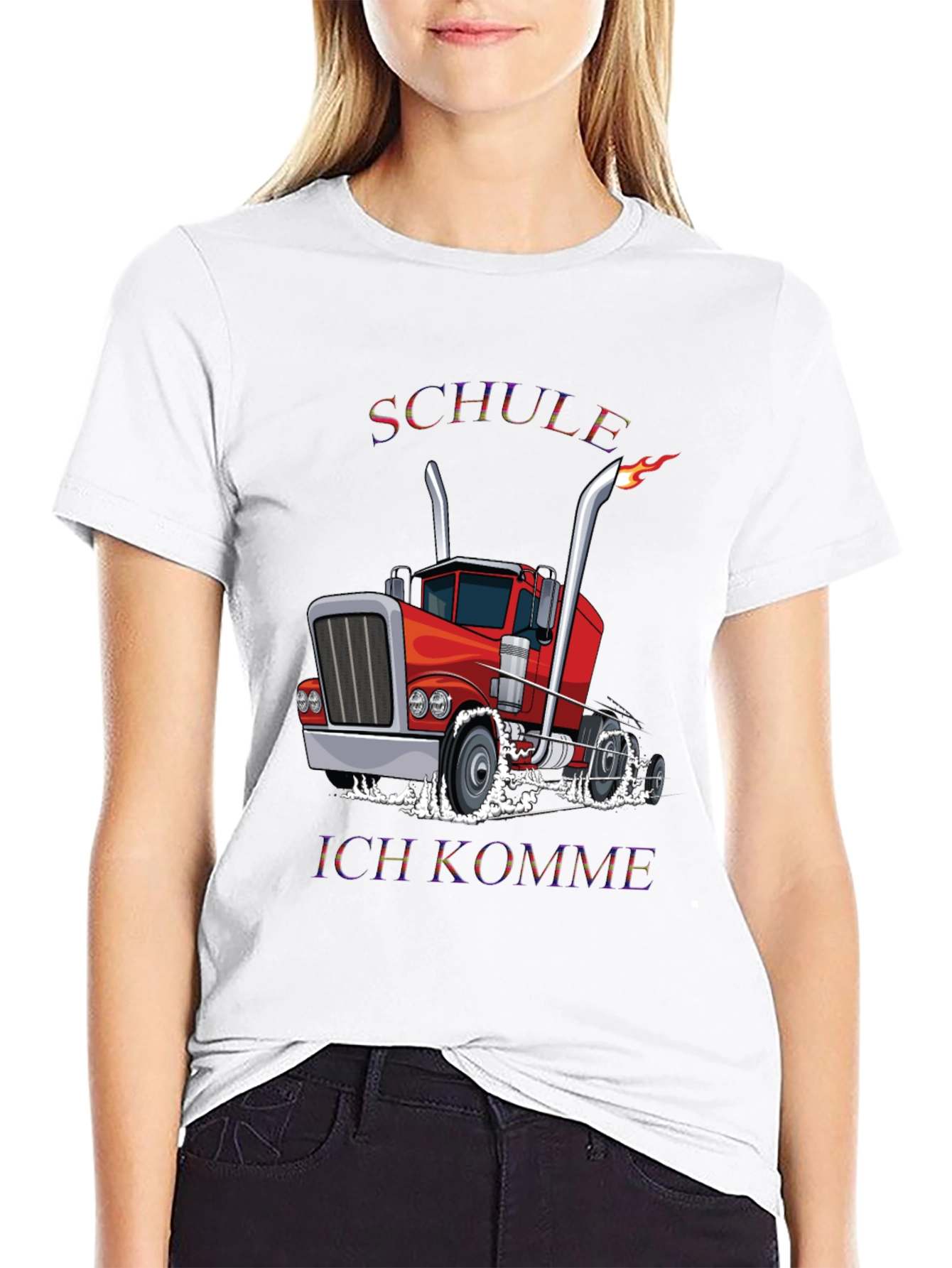 Black Truck Driver T-Shirt - Schule Ich Komme - Black view 9