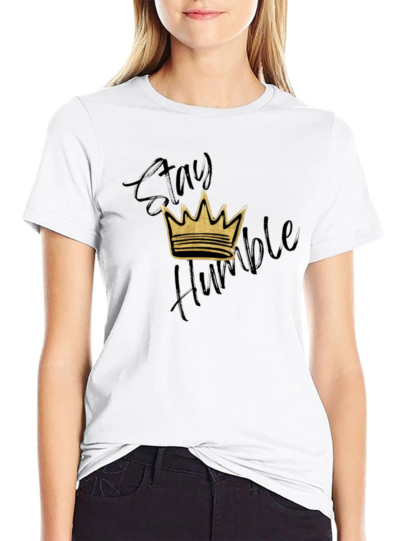 Black Stay Humble Crown Graphic T-Shirt - Black view 9