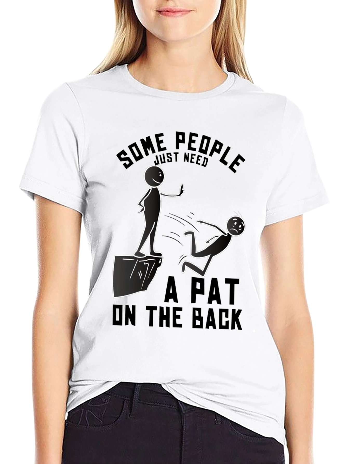 Black Funny "Pat on the Back" Graphic Tee view 9