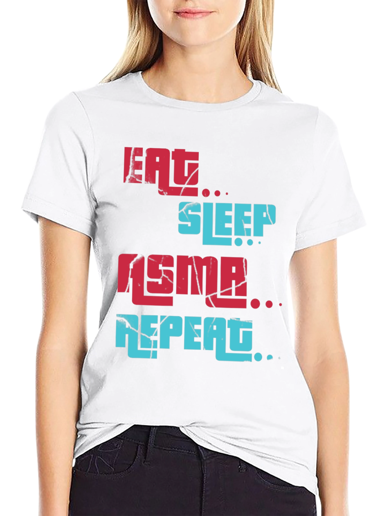 Black Eat Sleep ASMR Repeat Graphic Tee view 9