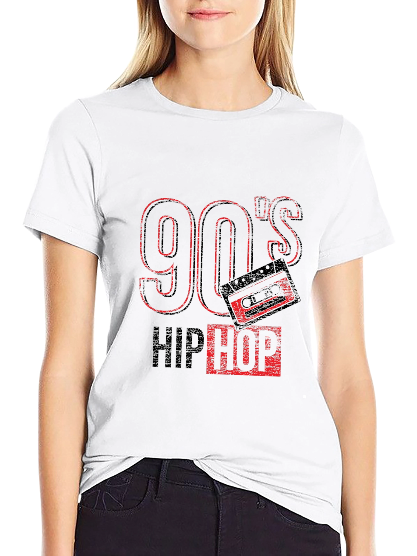 Black 90's Hip Hop Graphic Black T-Shirt view 9