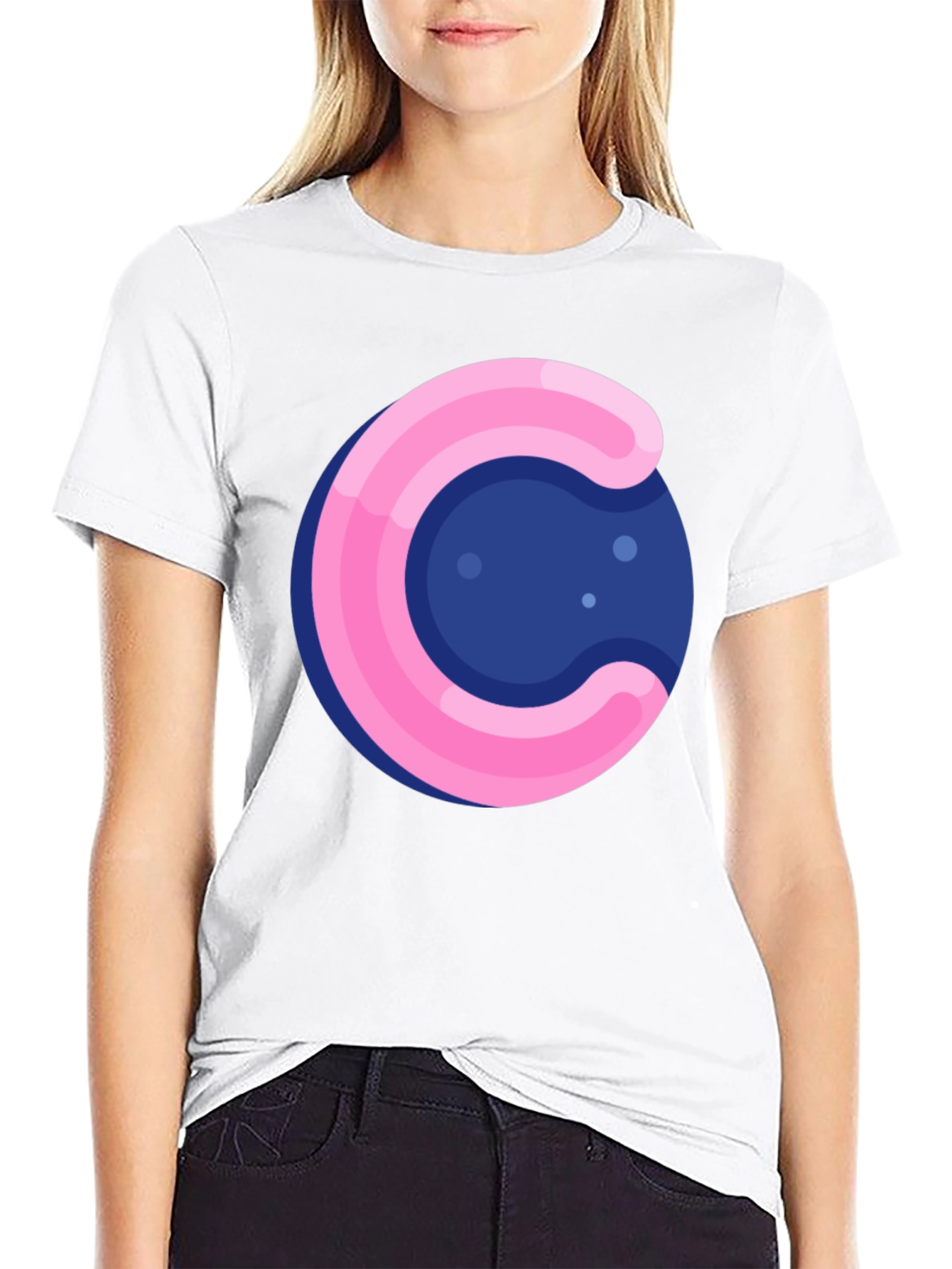 Black Funky Circle T-Shirt - Pink & Blue Design view 9