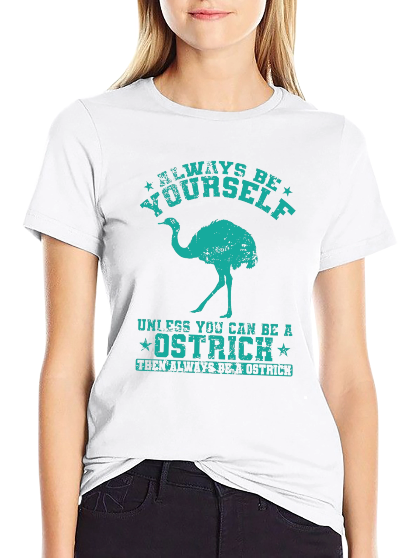 Black Always Be Yourself Ostrich Graphic T-Shirt view 9