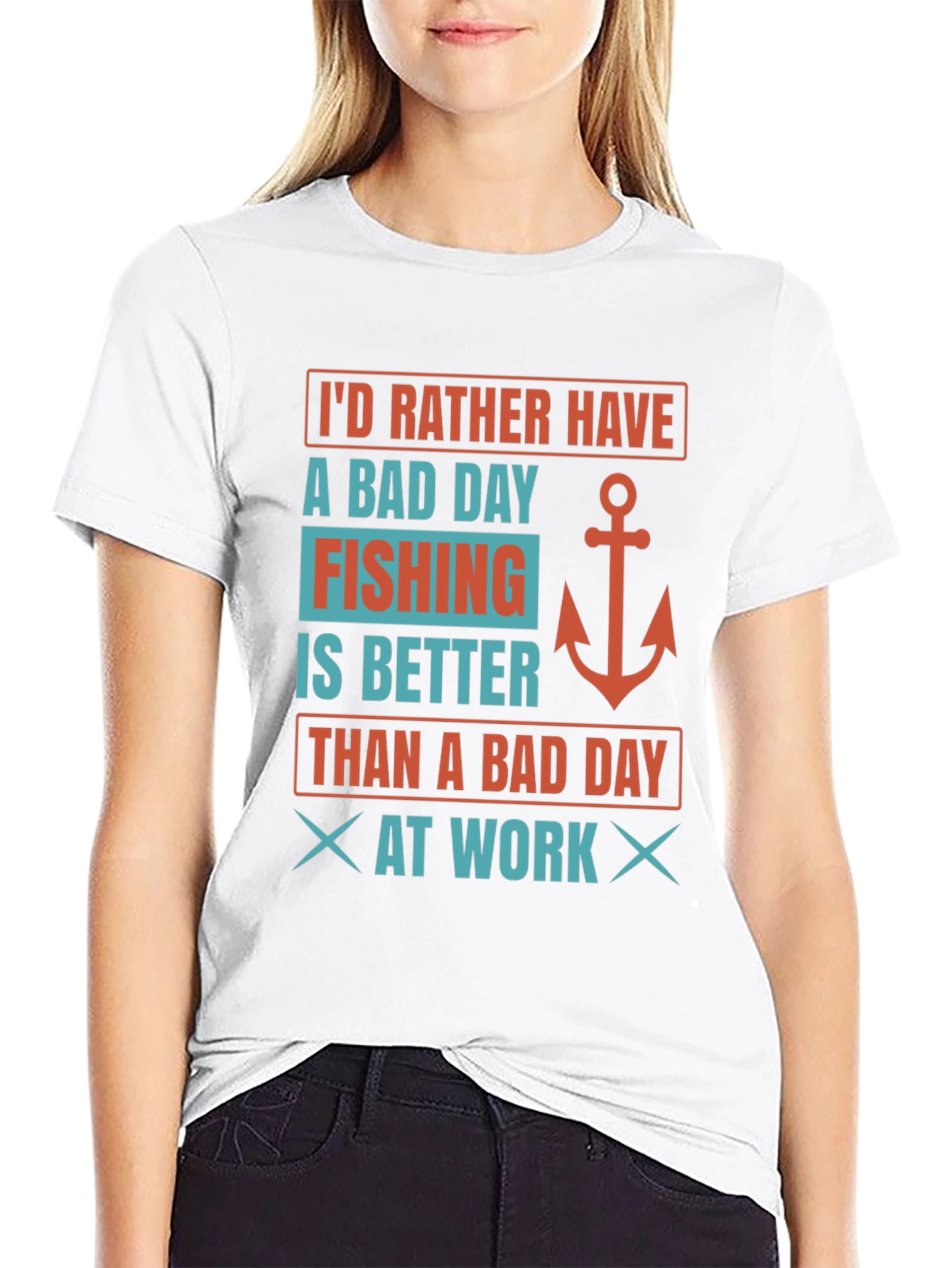 Black Fishing Lover's T-Shirt: Bad Day Fishing Better Than Work view 9