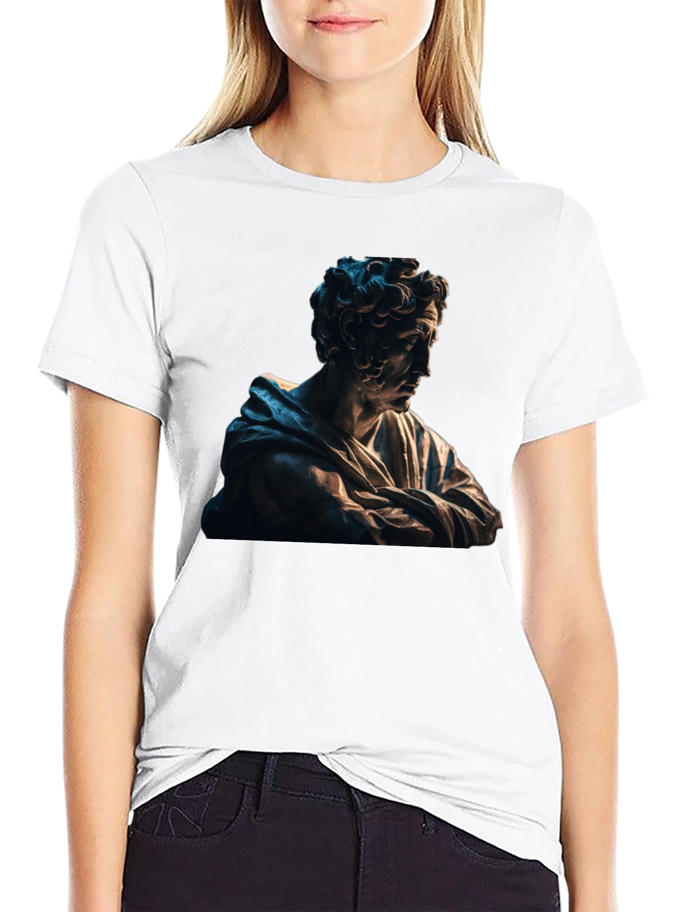 Black Classic Statue Graphic Black Tee view 9
