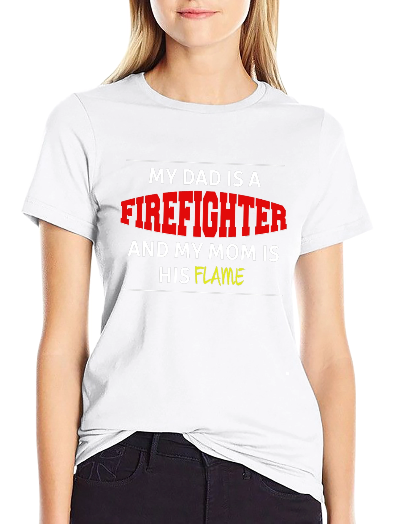 Black Firefighter Dad & Flame Mom Graphic Tee view 9