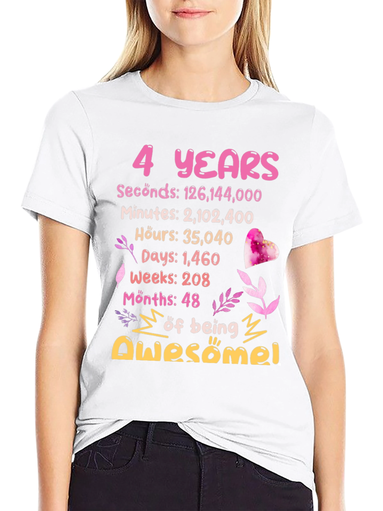 Black 4 Years Awesome T-Shirt view 9