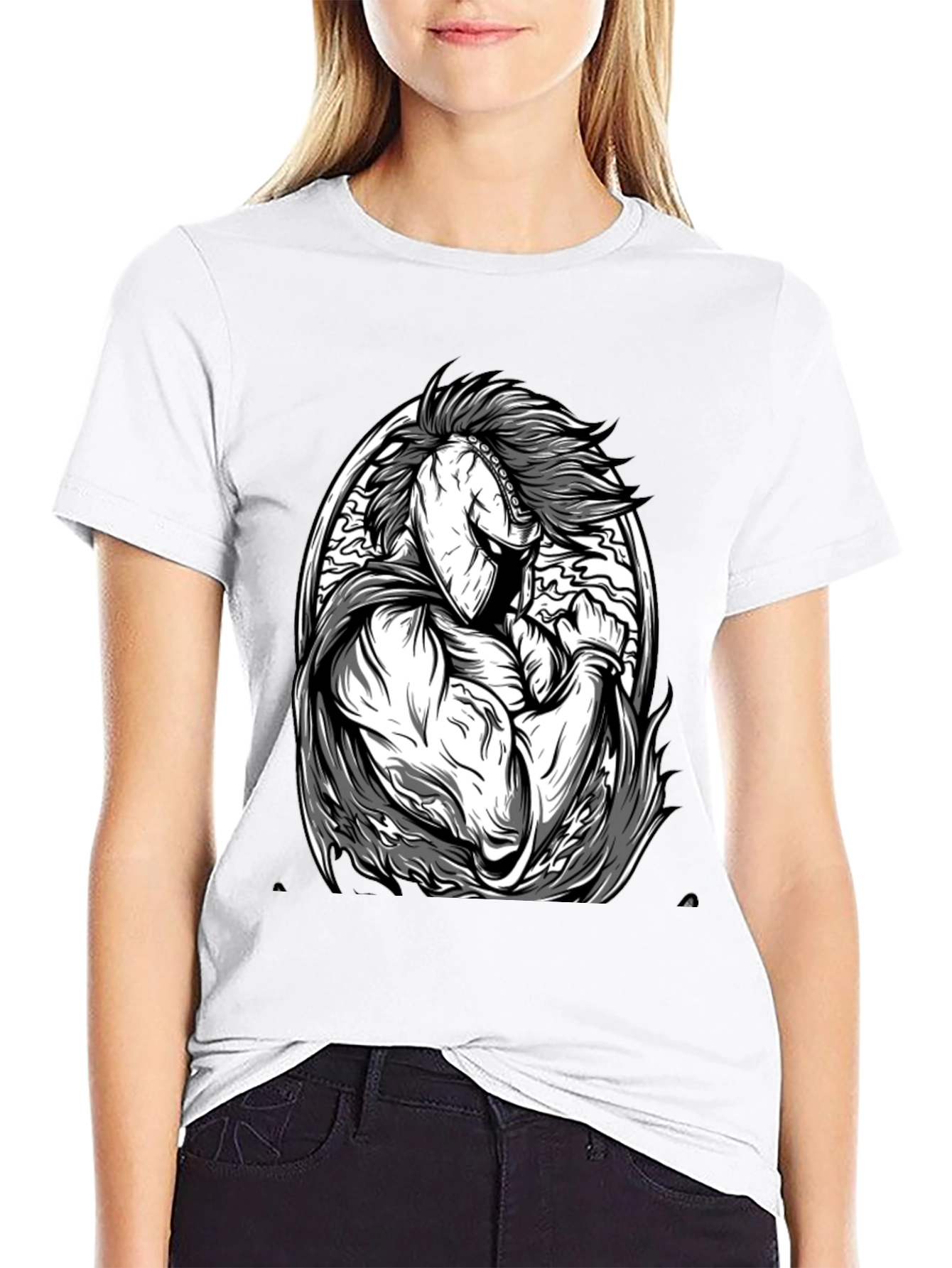 Black Black T-Shirt with Spartan Warrior Graphic view 9