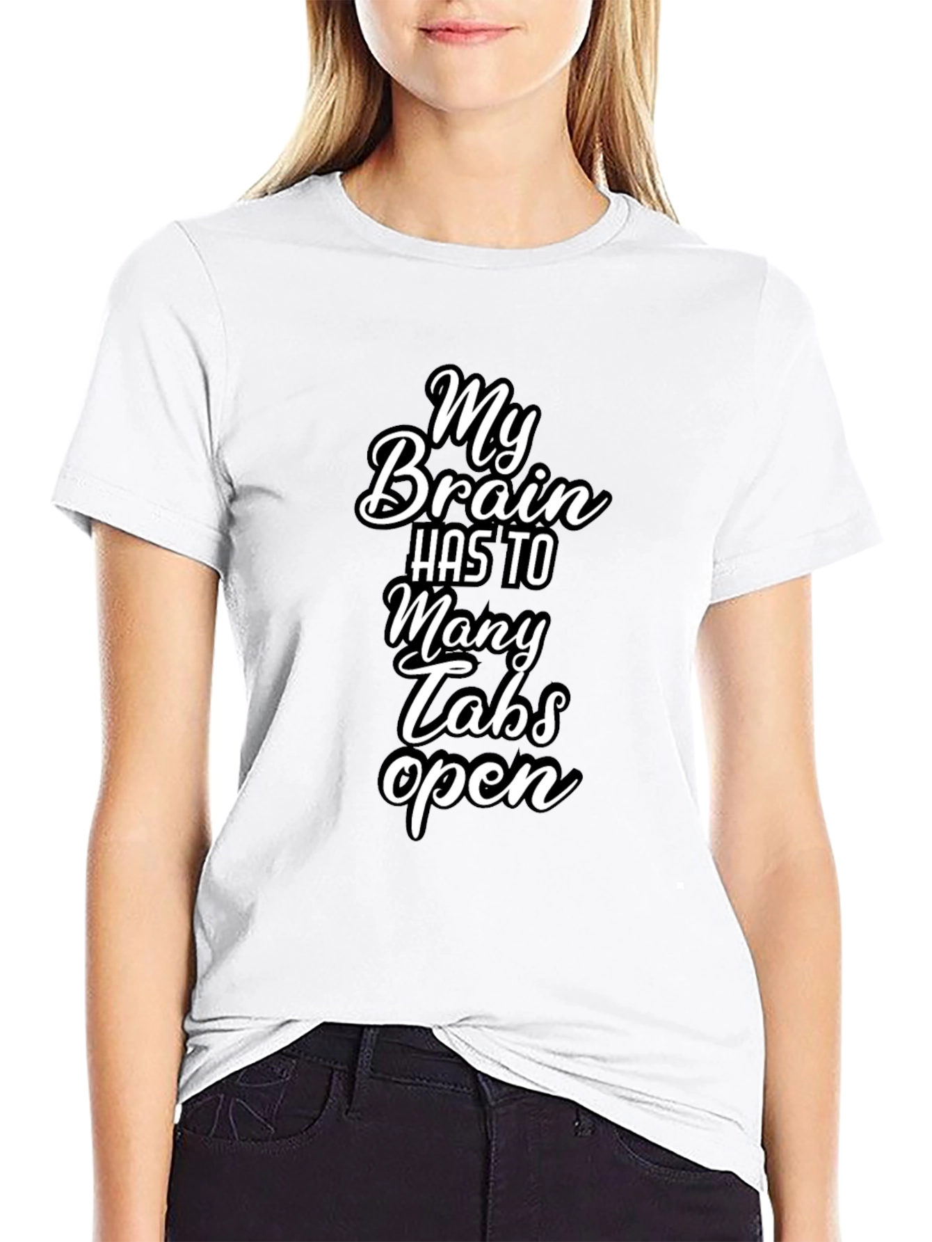 Black My Brain Has Too Many Tabs Open Tee view 9