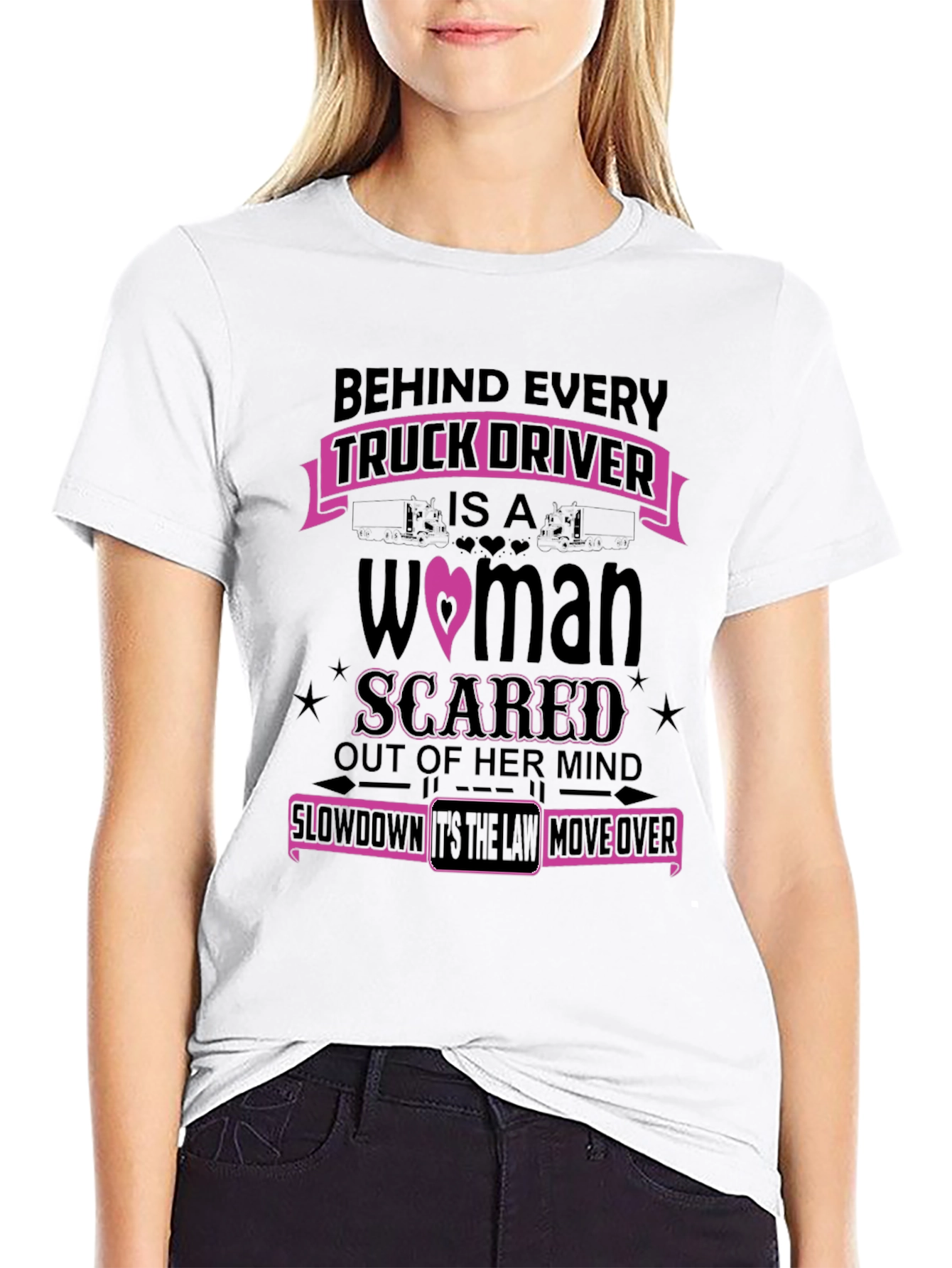 Black Truck Driver's Woman T-Shirt view 9