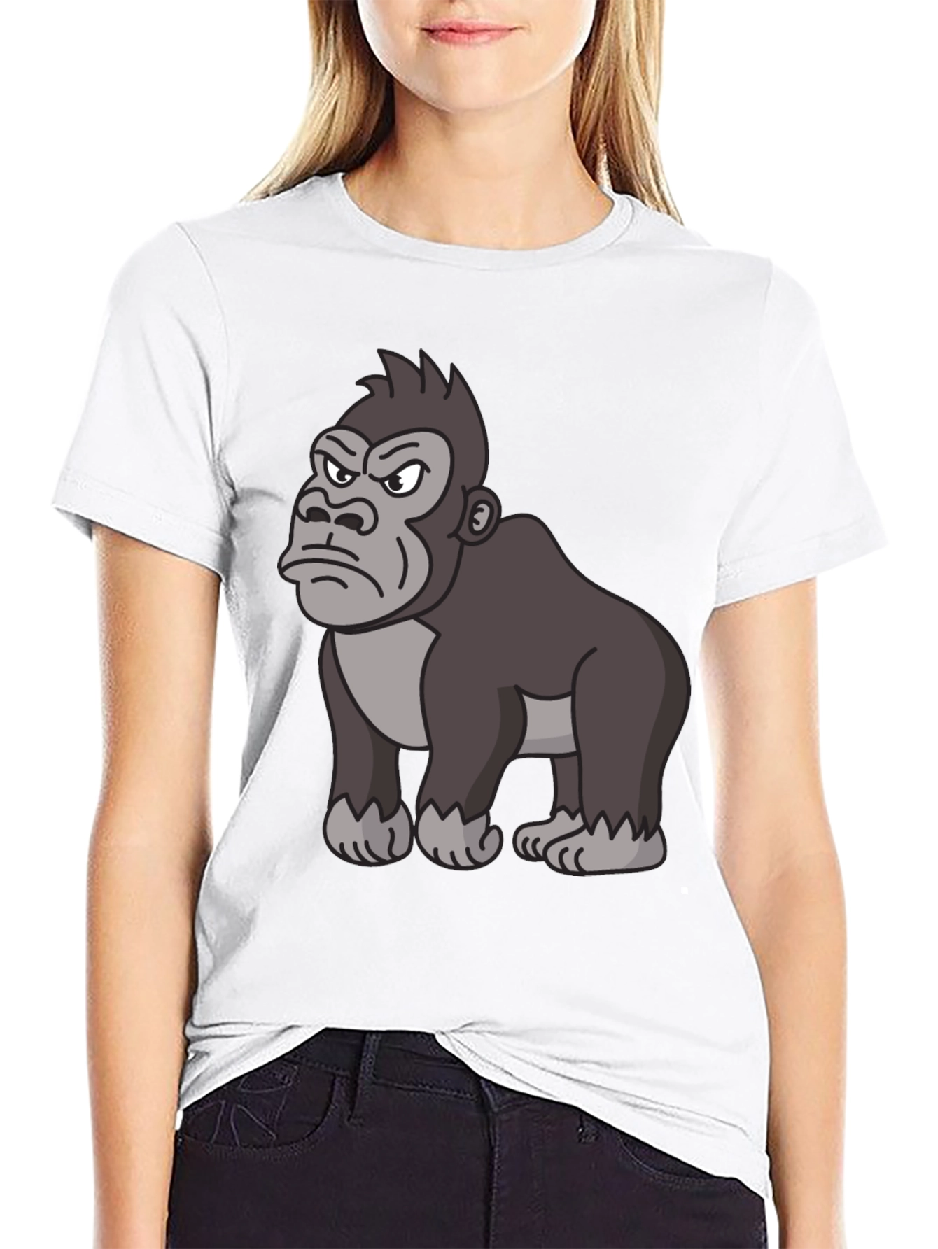 Black Angry Gorilla Cartoon Black T-Shirt view 9
