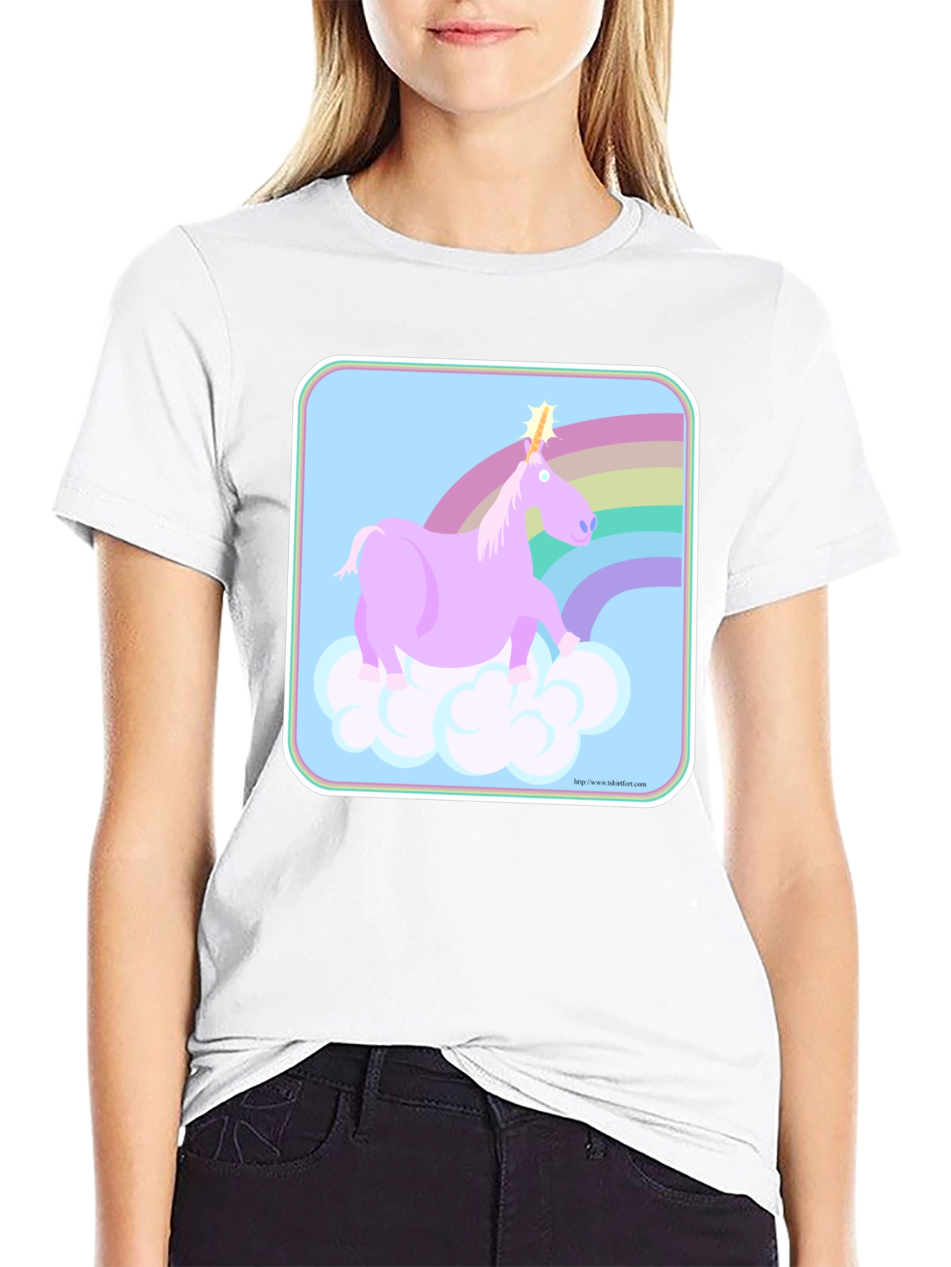 Black Unicorn Rainbow Graphic Tee - Black Cotton Comfort view 9