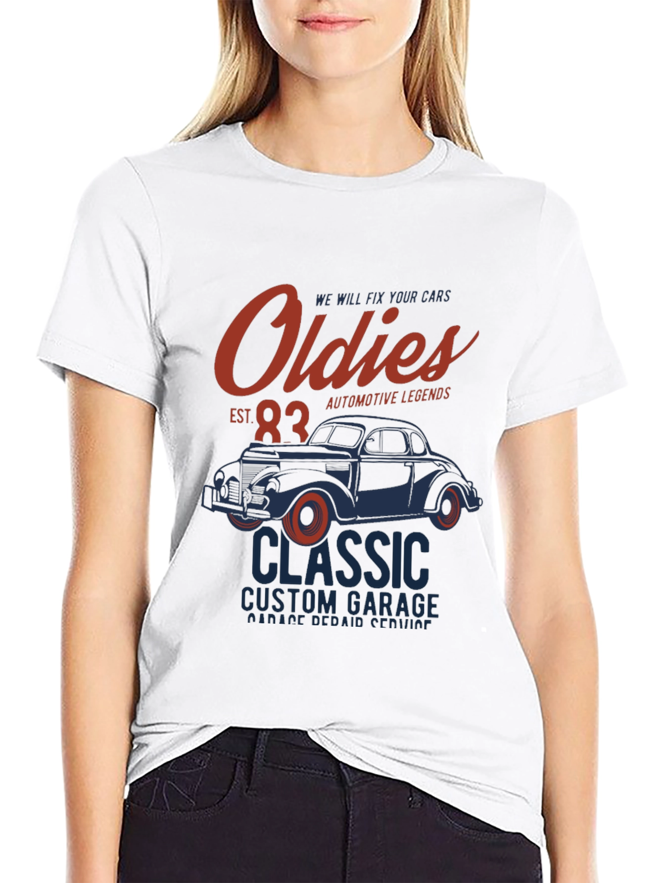 Black Oldies Classic Car Garage T-Shirt view 9