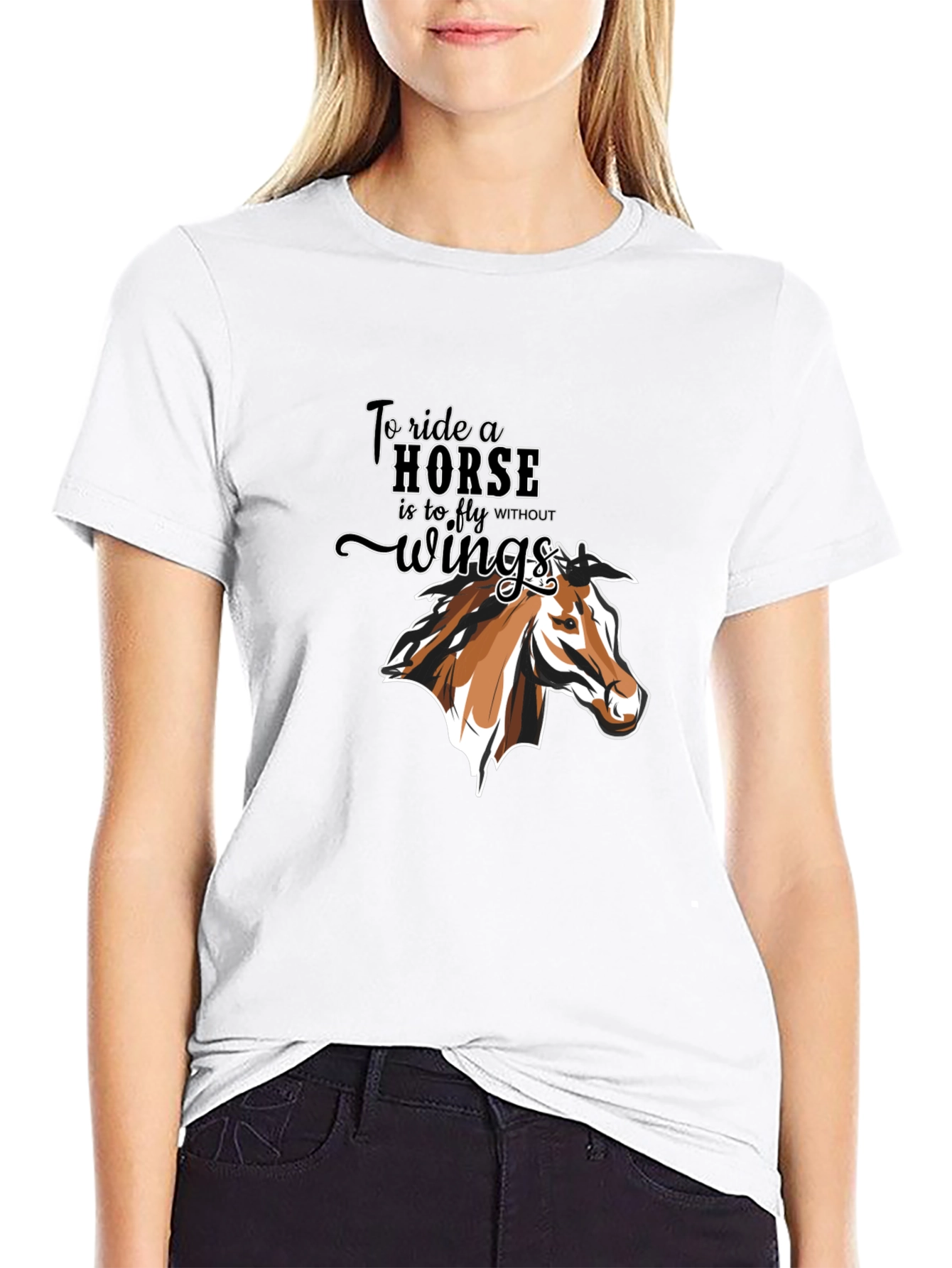 Black Horse T-Shirt: To Ride A Horse is to Fly view 9