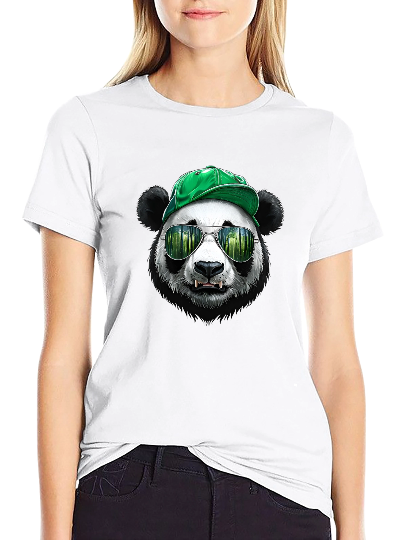 Black Cool Panda Tee with Hat & Shades - Unique Graphic T-Shirt view 9