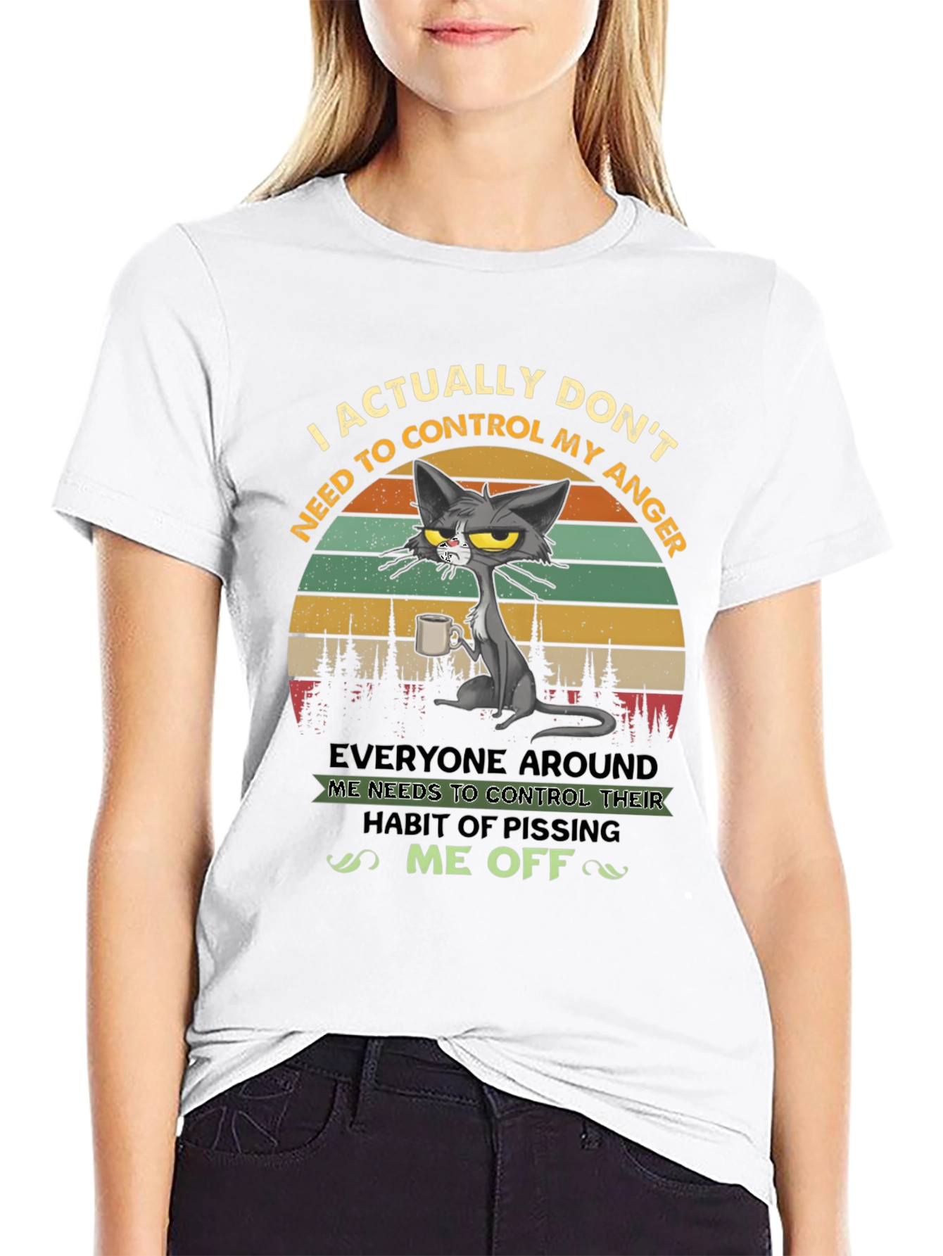 Black Sarcastic Cat T-Shirt: "I Don't Need to Control My Anger" view 9