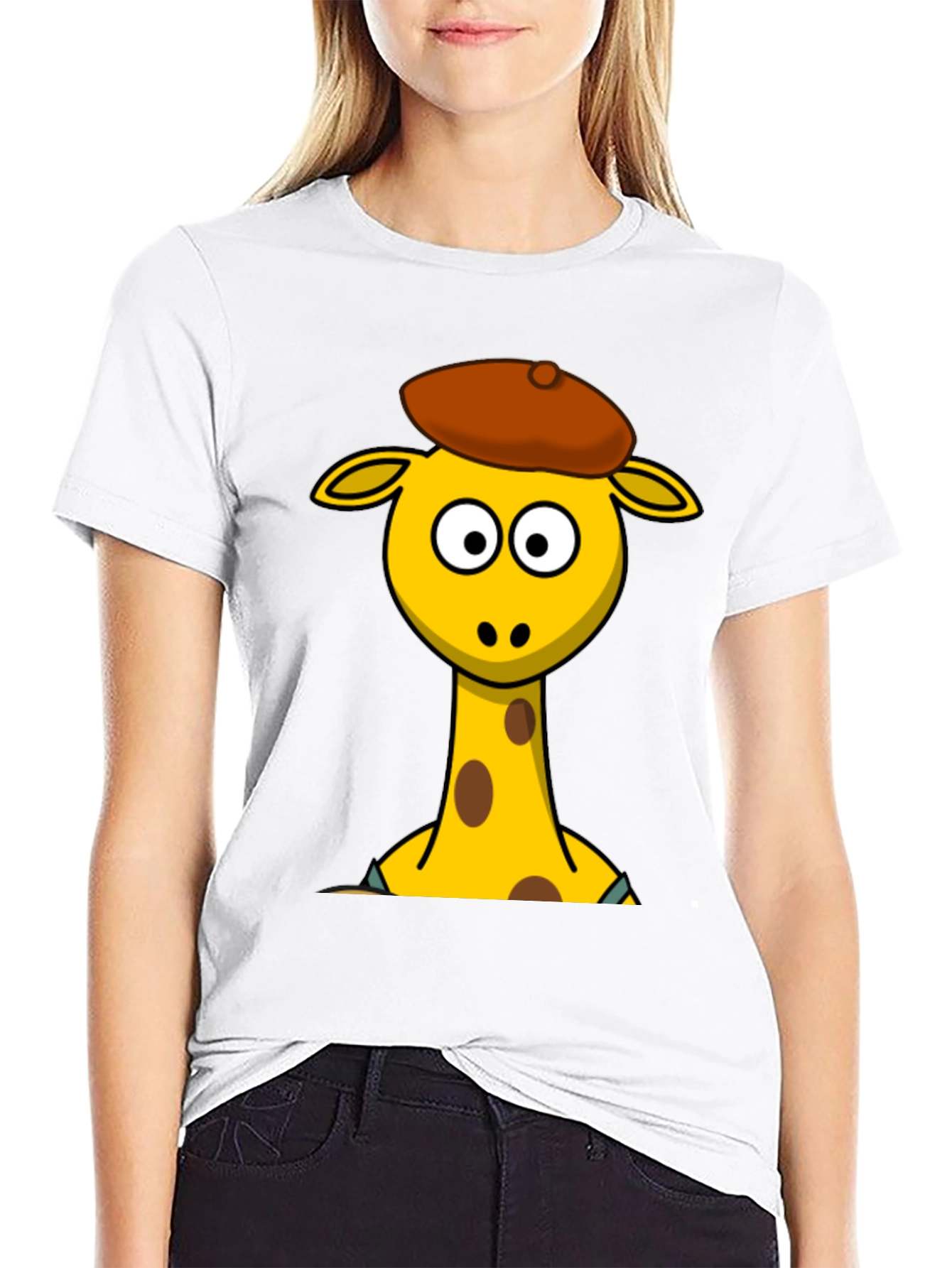Black Cartoon Giraffe T-Shirt - Quirky Graphic Tee view 9