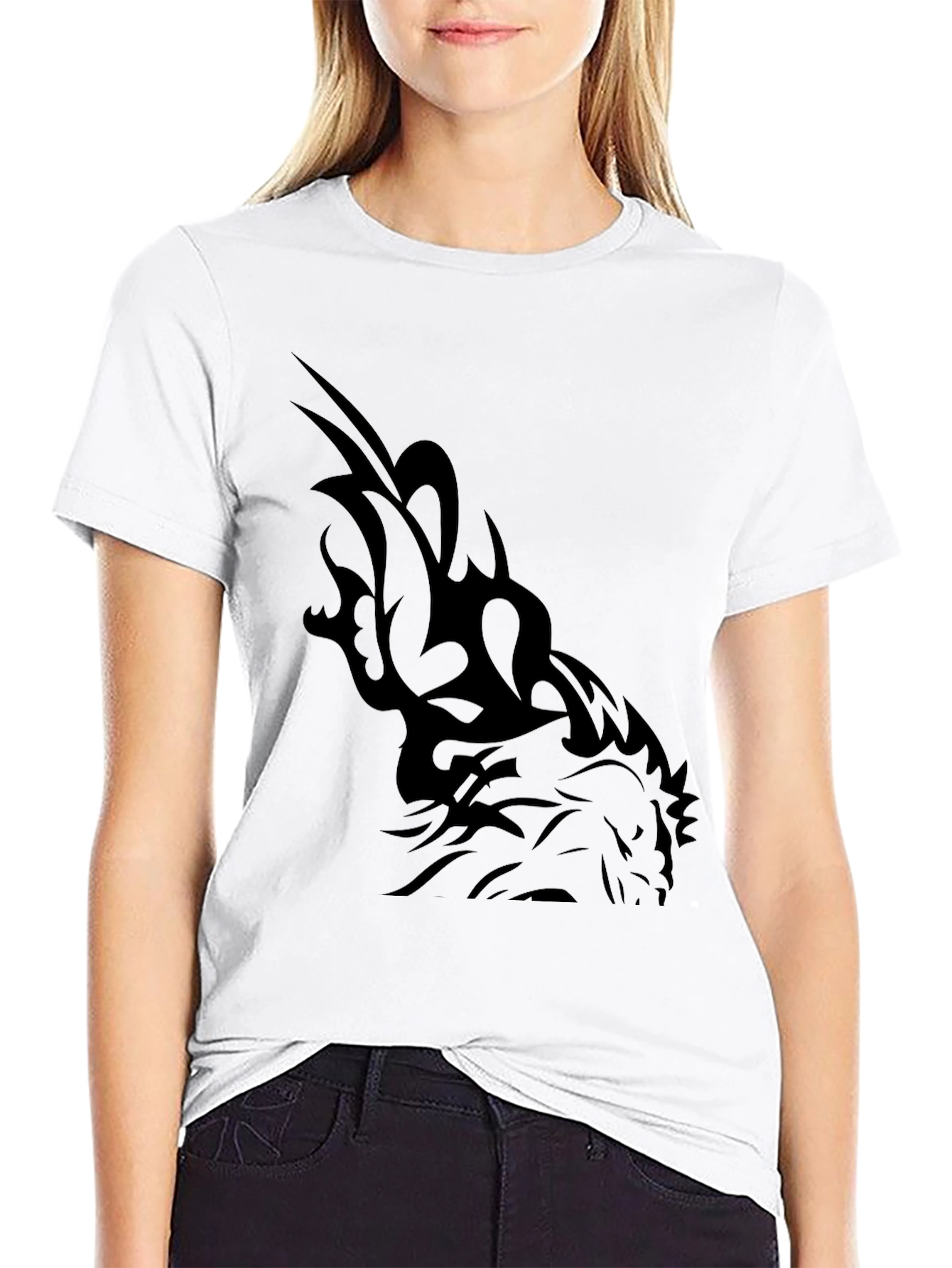 Black Tribal Dragon Graphic Tee - Men's Black T-Shirt view 9