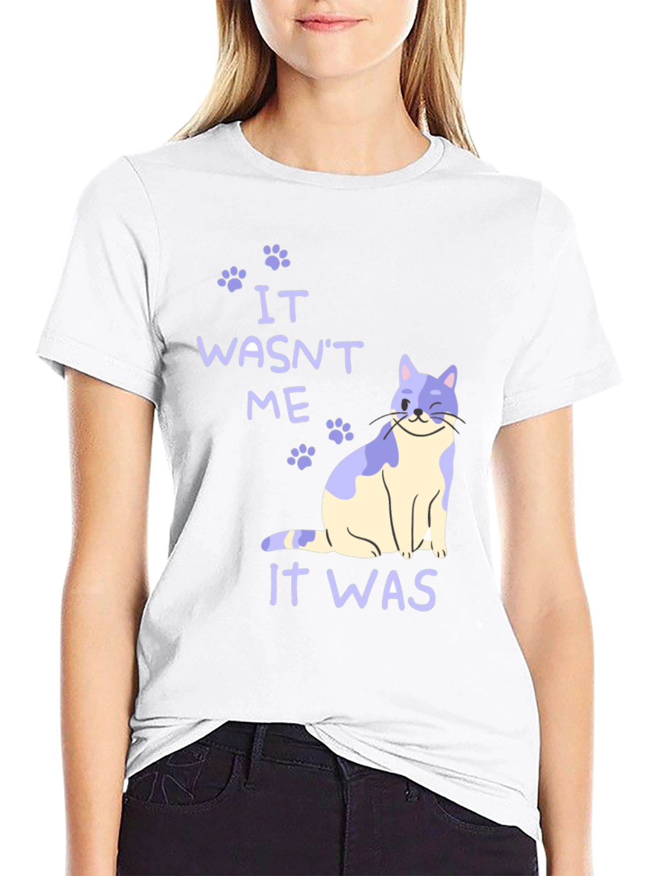 Black It Wasn't Me Cat T-Shirt view 9