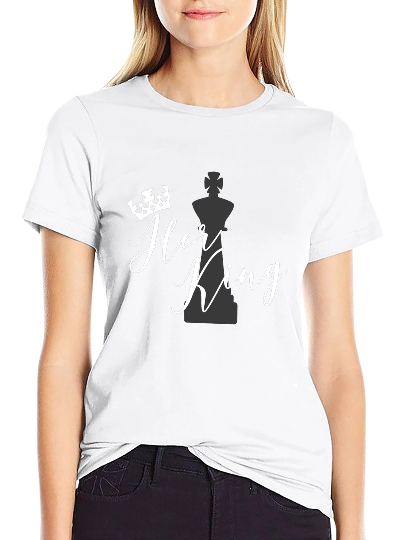 Black Her King Graphic T-Shirt - Novelty Tee for Couples view 9