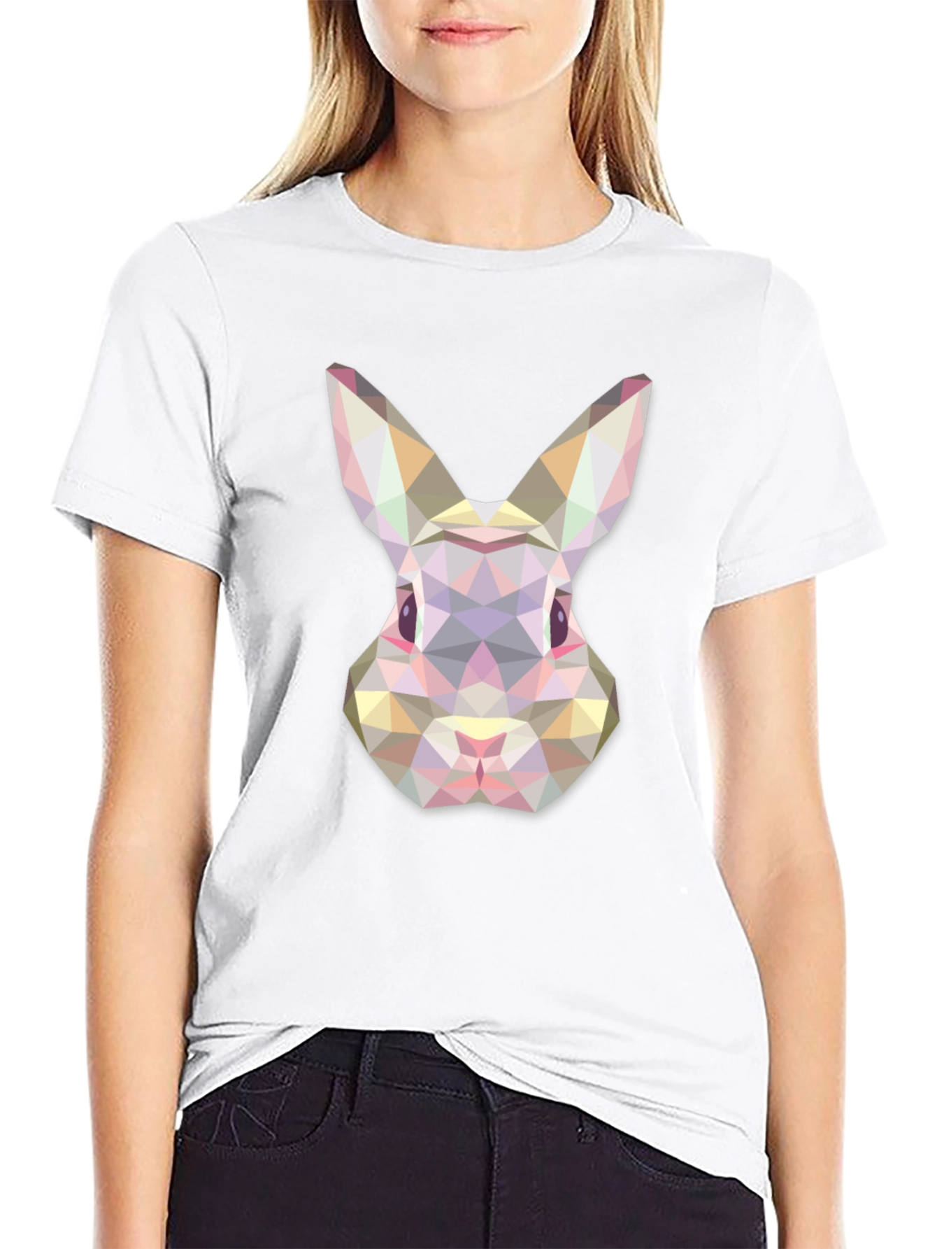Black Geometric Rabbit Graphic Tee - Modern Unisex T-Shirt view 9