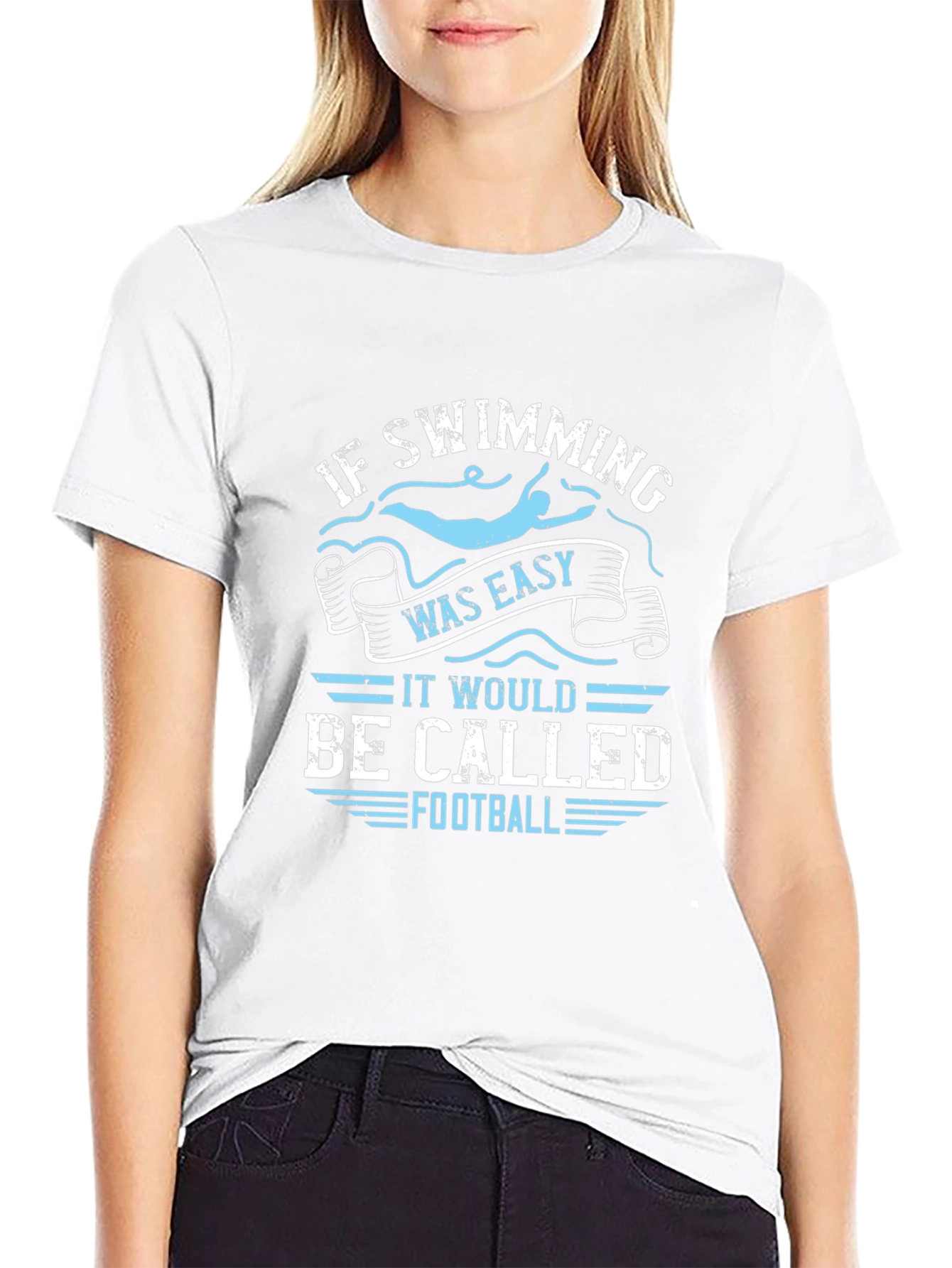 Black Funny Swimming T-Shirt: If Swimming Was Easy Football view 9