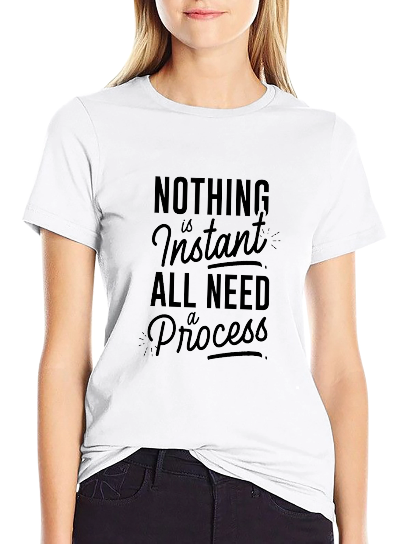 Black Inspirational 'Nothing is Instant' Graphic T-Shirt view 9