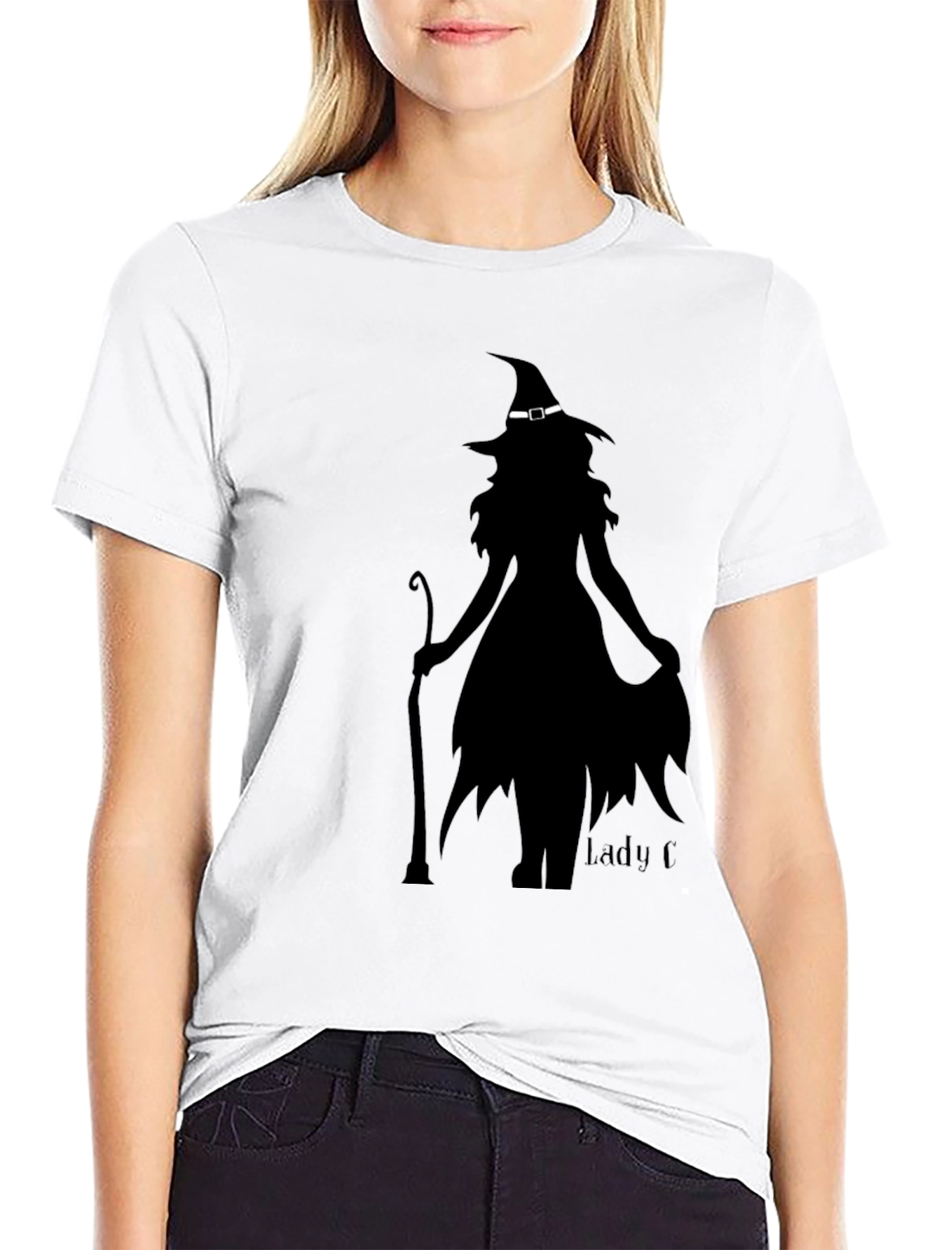 Black Witch Silhouette Graphic Tee - Halloween Style view 9