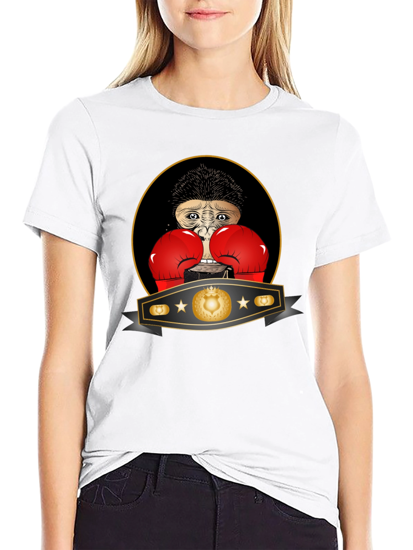 Black Boxing Monkey T-Shirt: Champion Style, Funny Graphic Tee view 9
