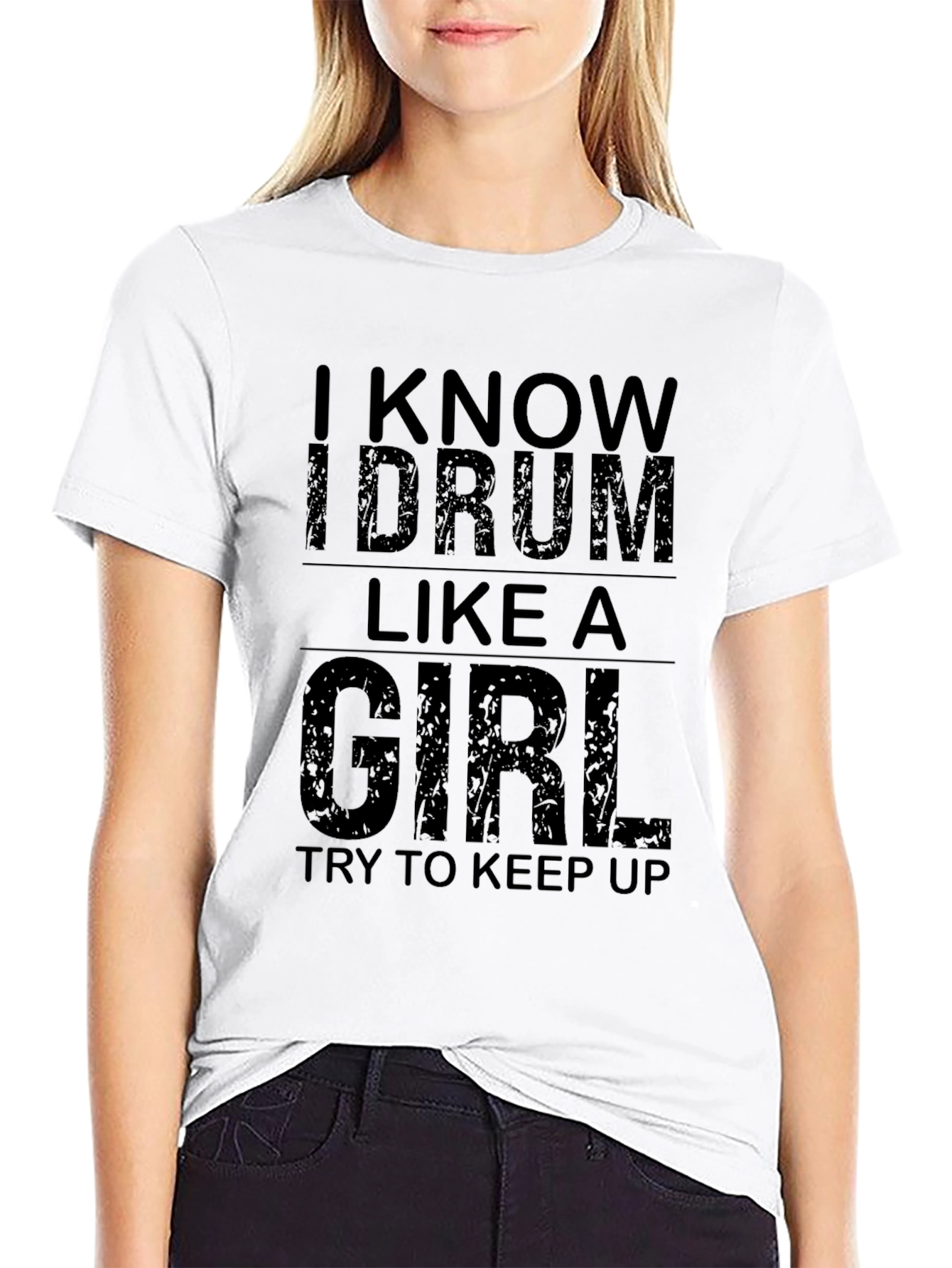 Black I Know I Drum Like A Girl T-Shirt view 9
