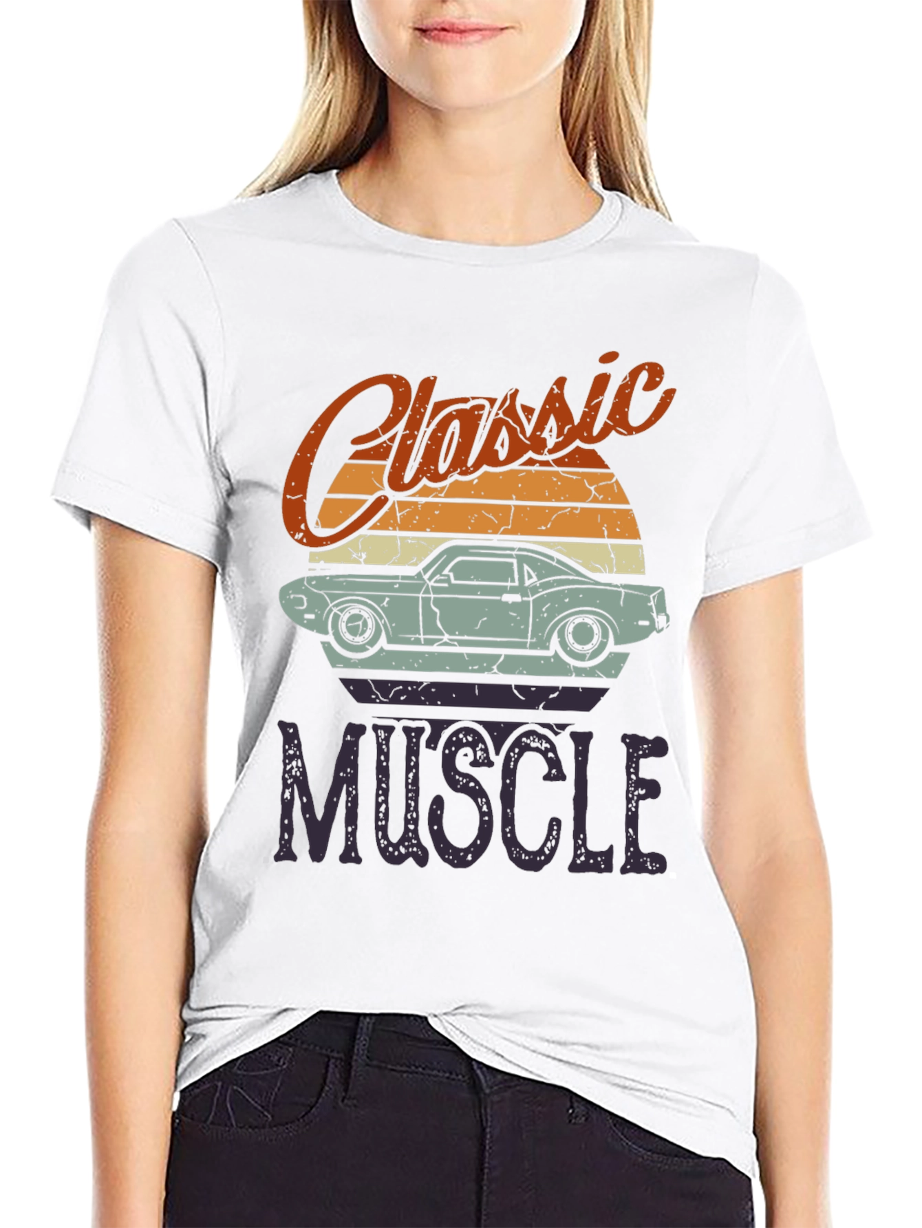 Black Classic Muscle Car Graphic T-Shirt view 9