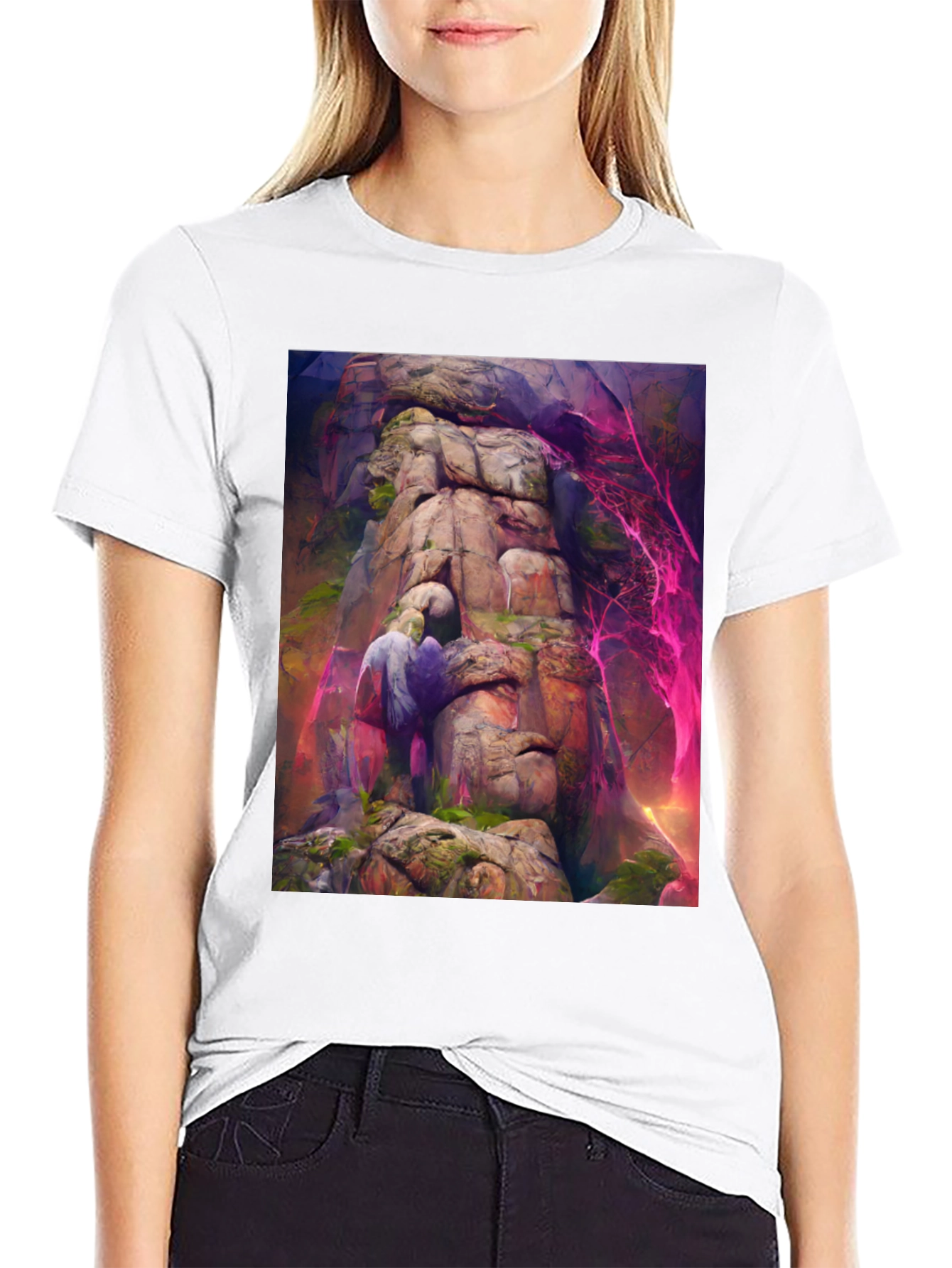 Black Mystical Mountain T-Shirt - Fantasy Art Tee view 9