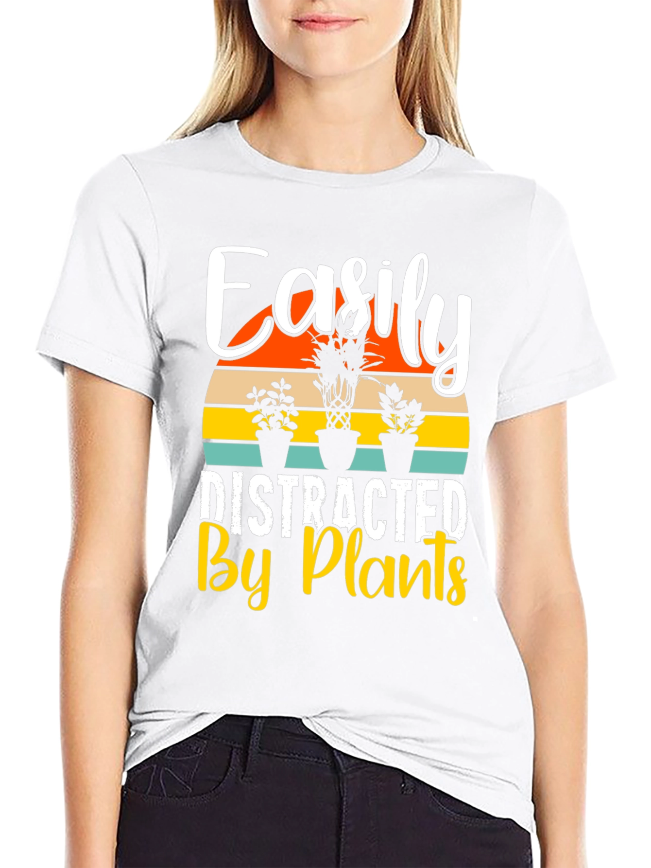 Black Easily Distracted By Plants Graphic T-Shirt view 9