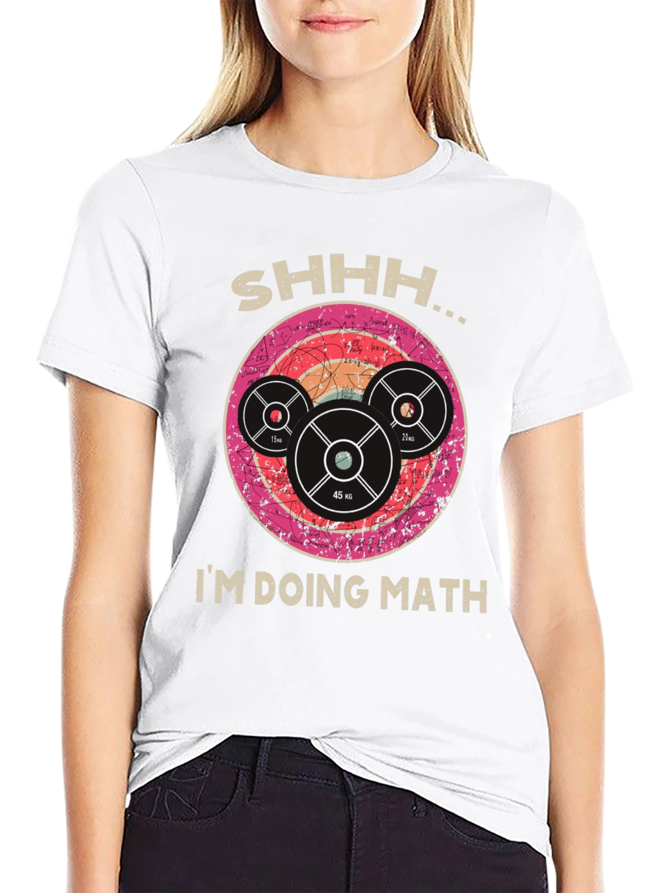 Black Shhh I'm Doing Math Gym Weightlifting T-Shirt view 9
