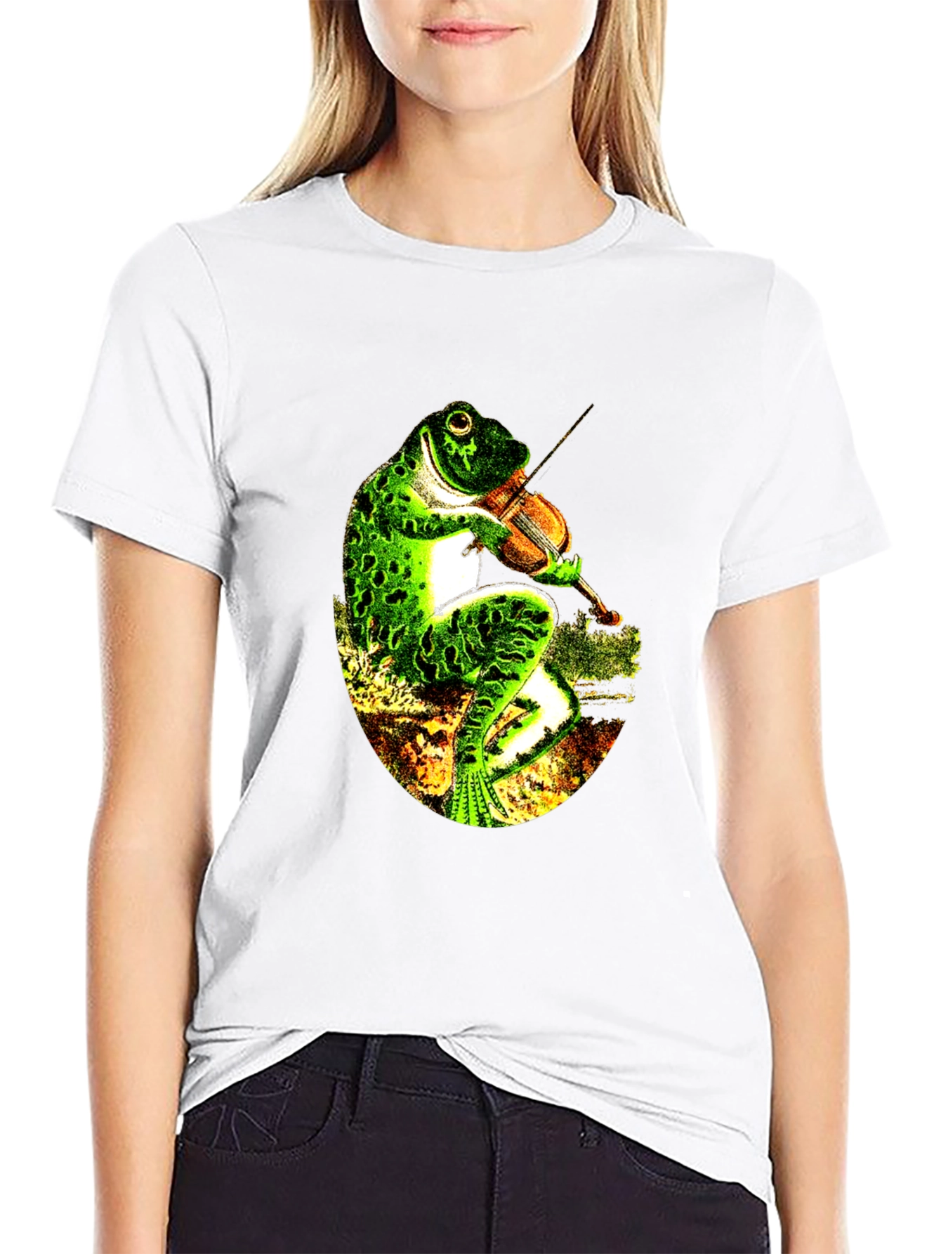 Black Frog Playing Violin Black T-Shirt view 9