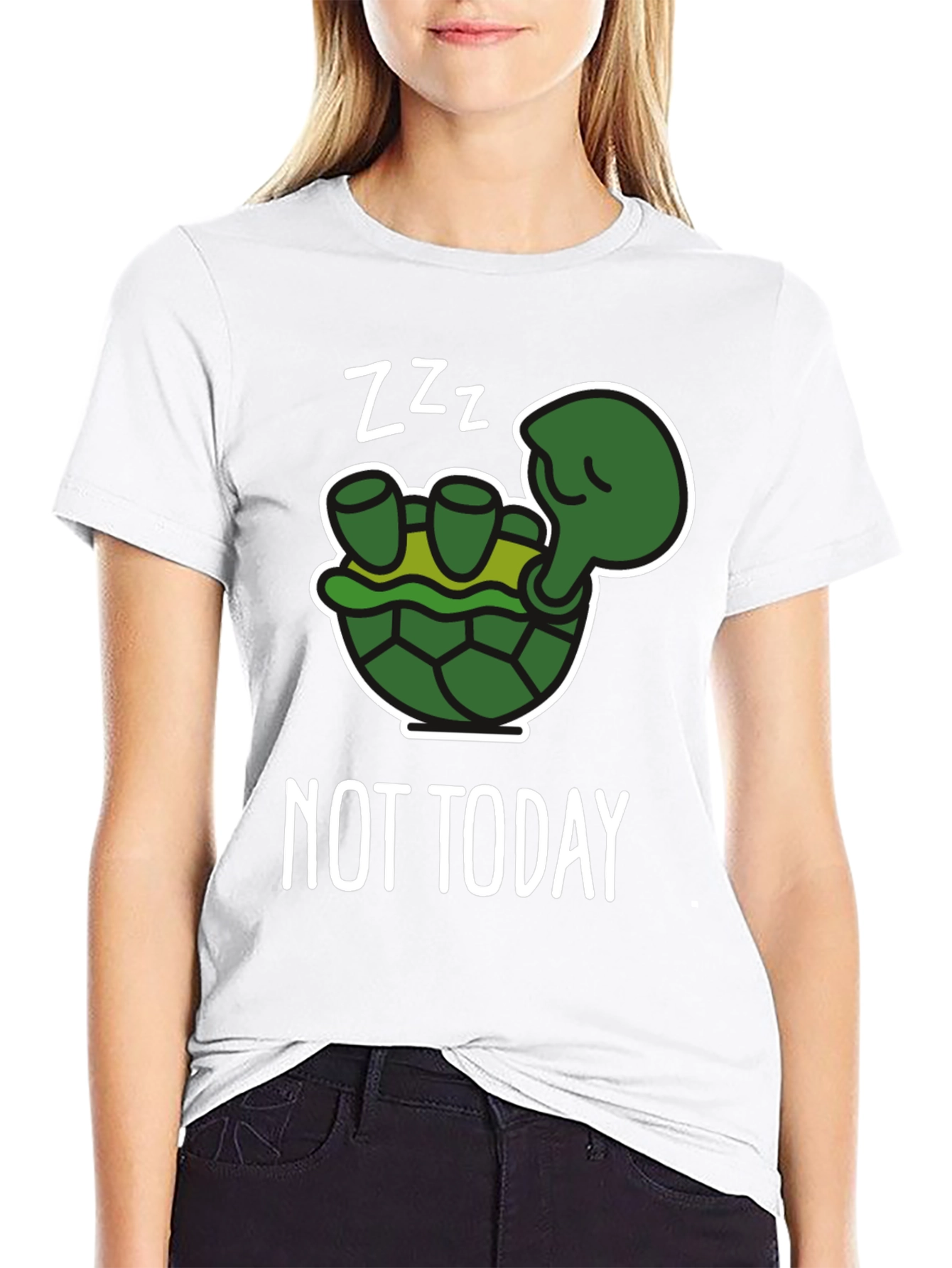 Black Funny Turtle "Not Today" Graphic T-Shirt view 9