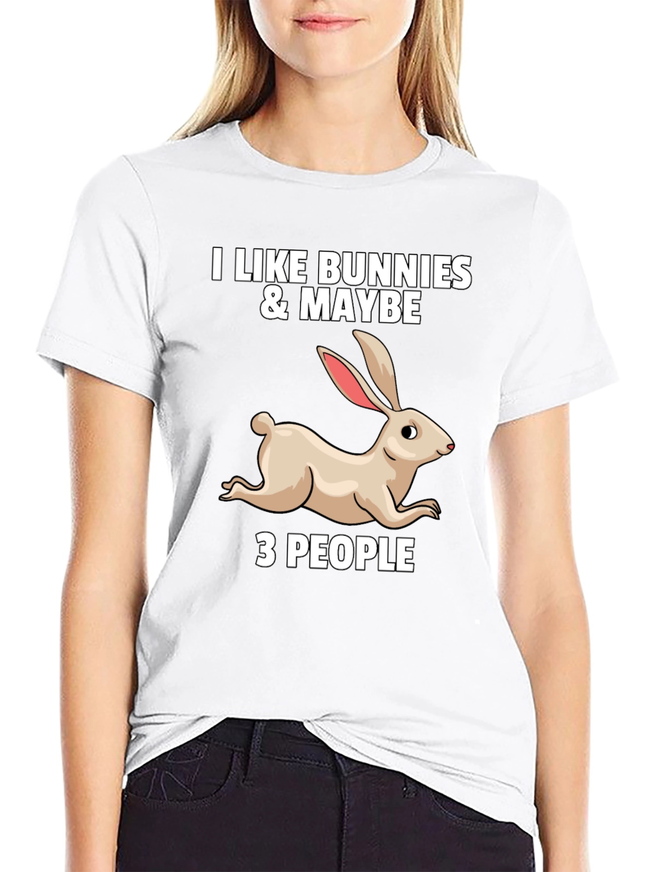 Black I Like Bunnies & Maybe 3 People Graphic T-Shirt view 9