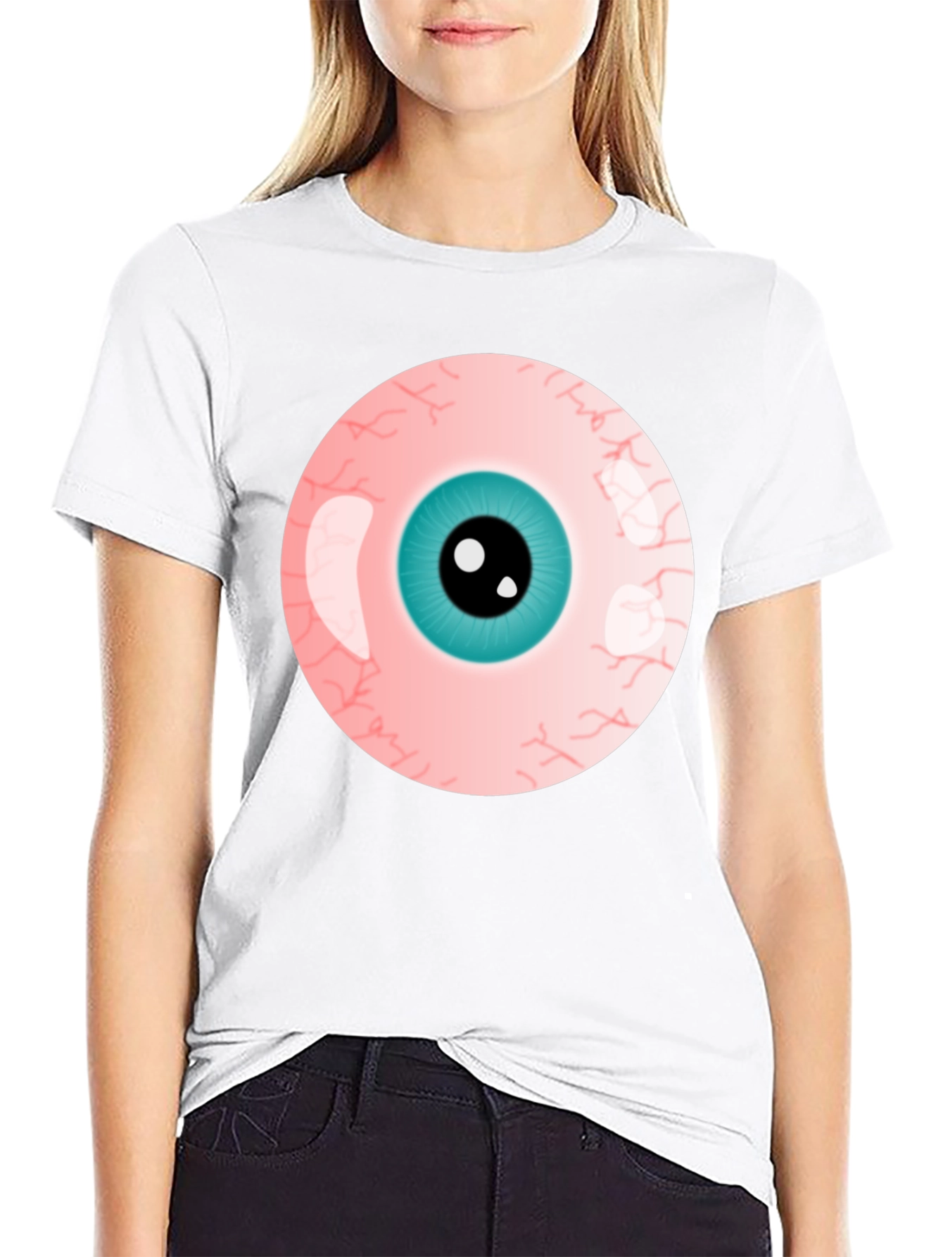 Black Eye-Catching Graphic Tee - Bold Eyeball Design view 9