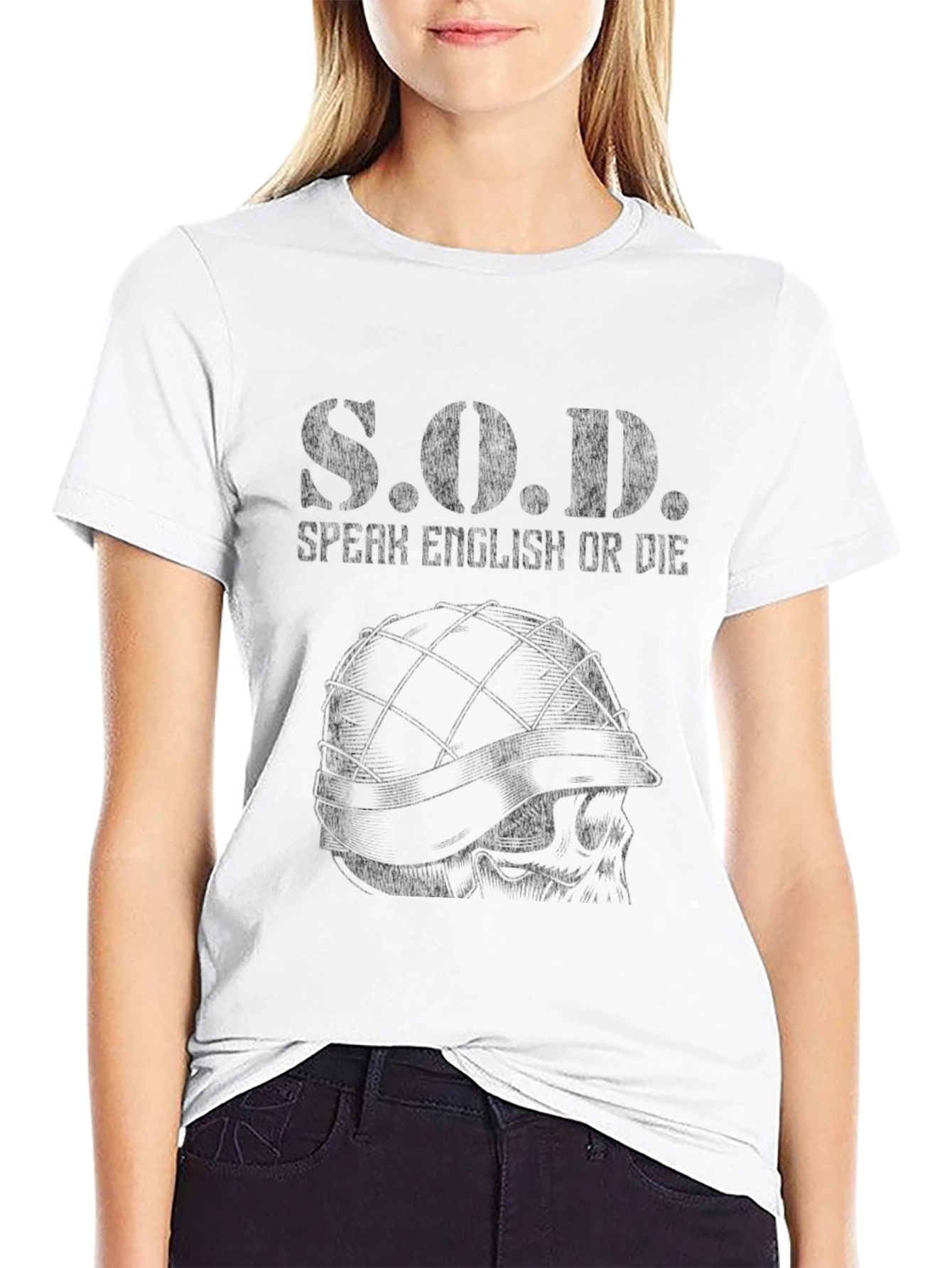 Black S.O.D. Speak English Or Die Graphic Tee - Black Cotton view 9