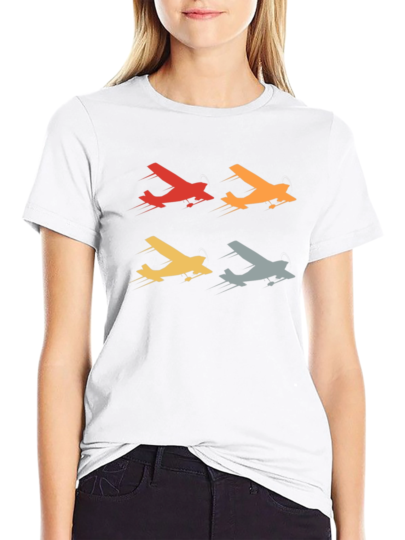 Black Retro Airplane T-Shirt - Vintage Aviation Design view 9