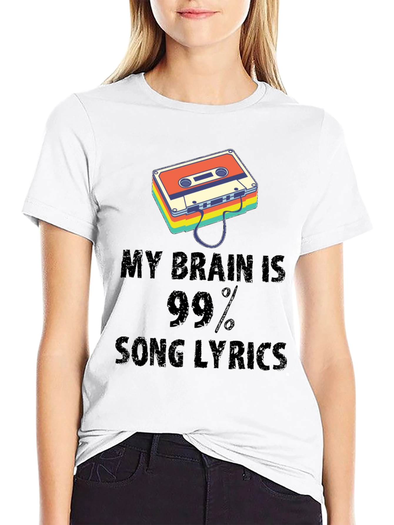 Black Song Lyrics Mindset T-Shirt view 9