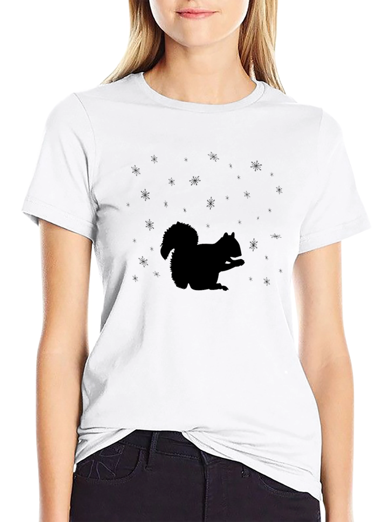 Black Squirrel Silhouette T-Shirt - Black Graphic Tee view 9