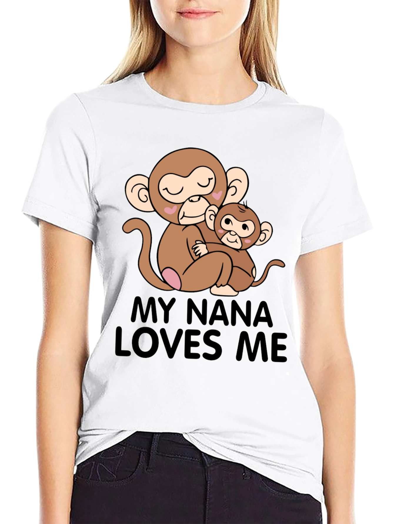 Black My Nana Loves Me Monkey Graphic T-Shirt view 9